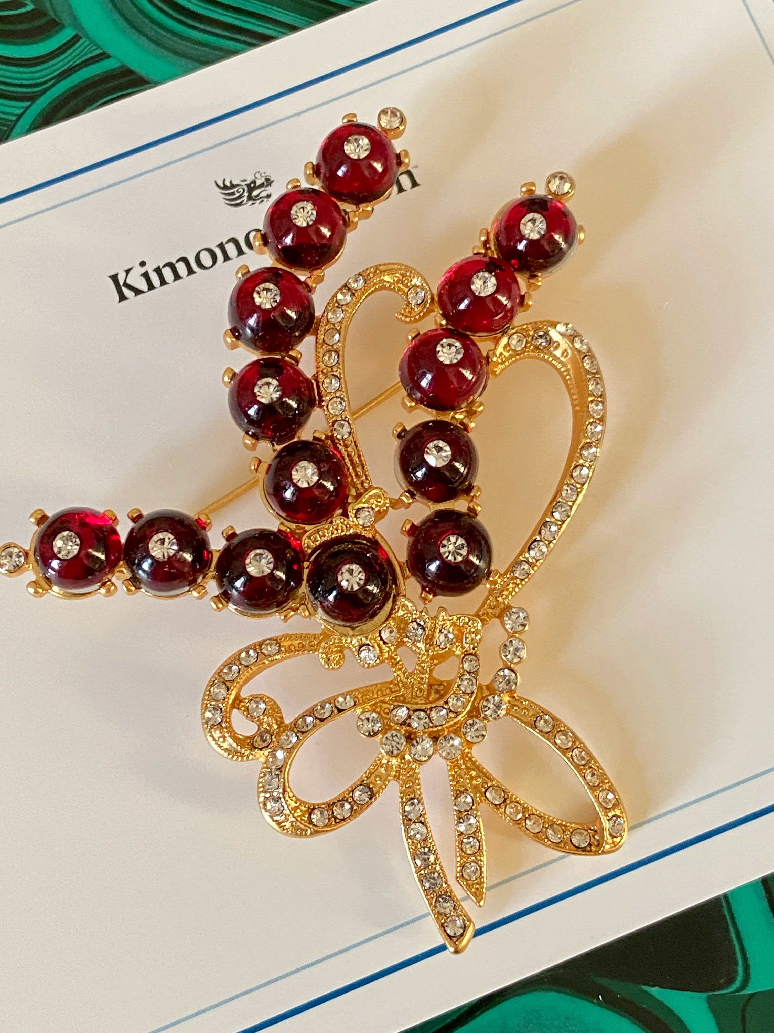 90s French Red Berry Holiday Brooch - Image 3