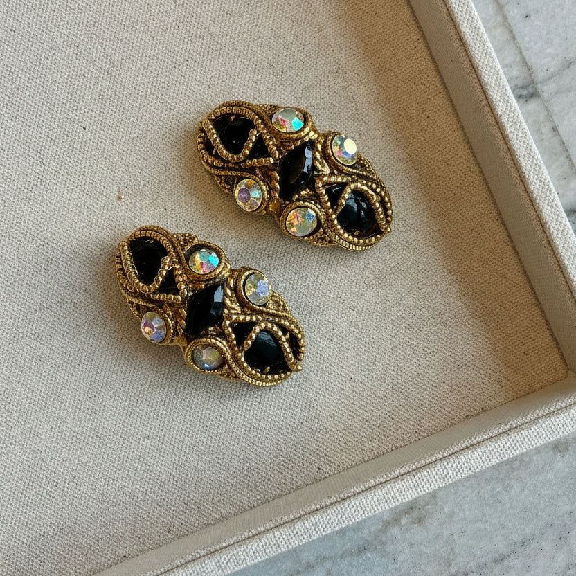 Huge French 80s Glam Aurora Borealis Earrings - Image 3