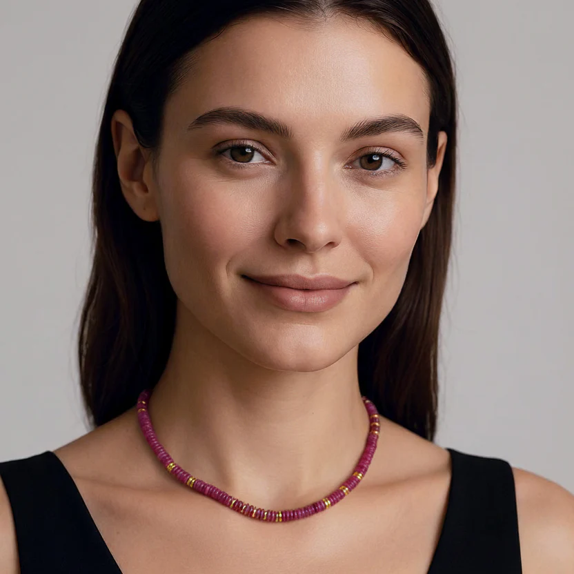 French Stone Beaded Necklace - Image 2
