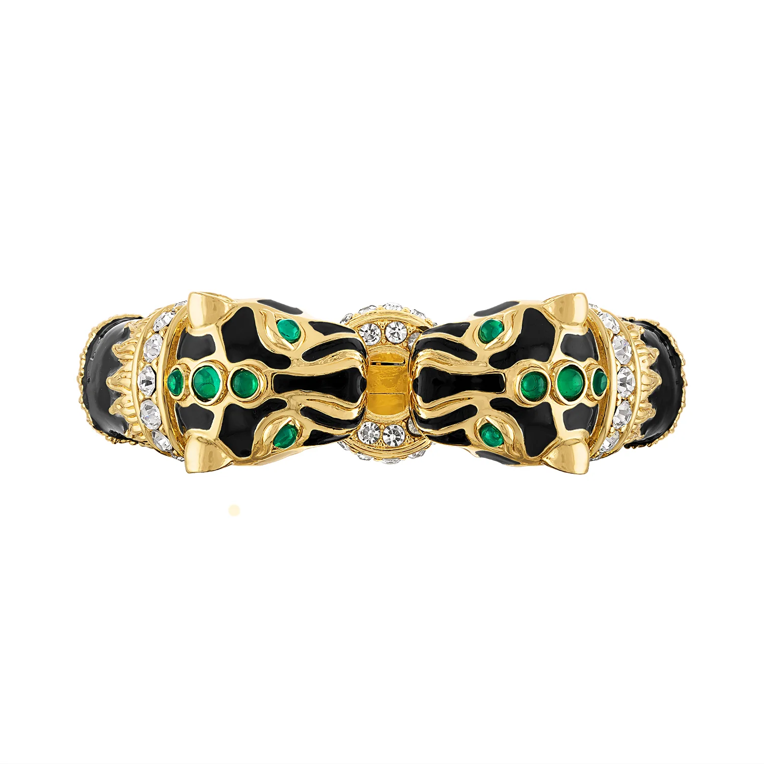 Black Enamel Double Panther Bracelet - Image 3