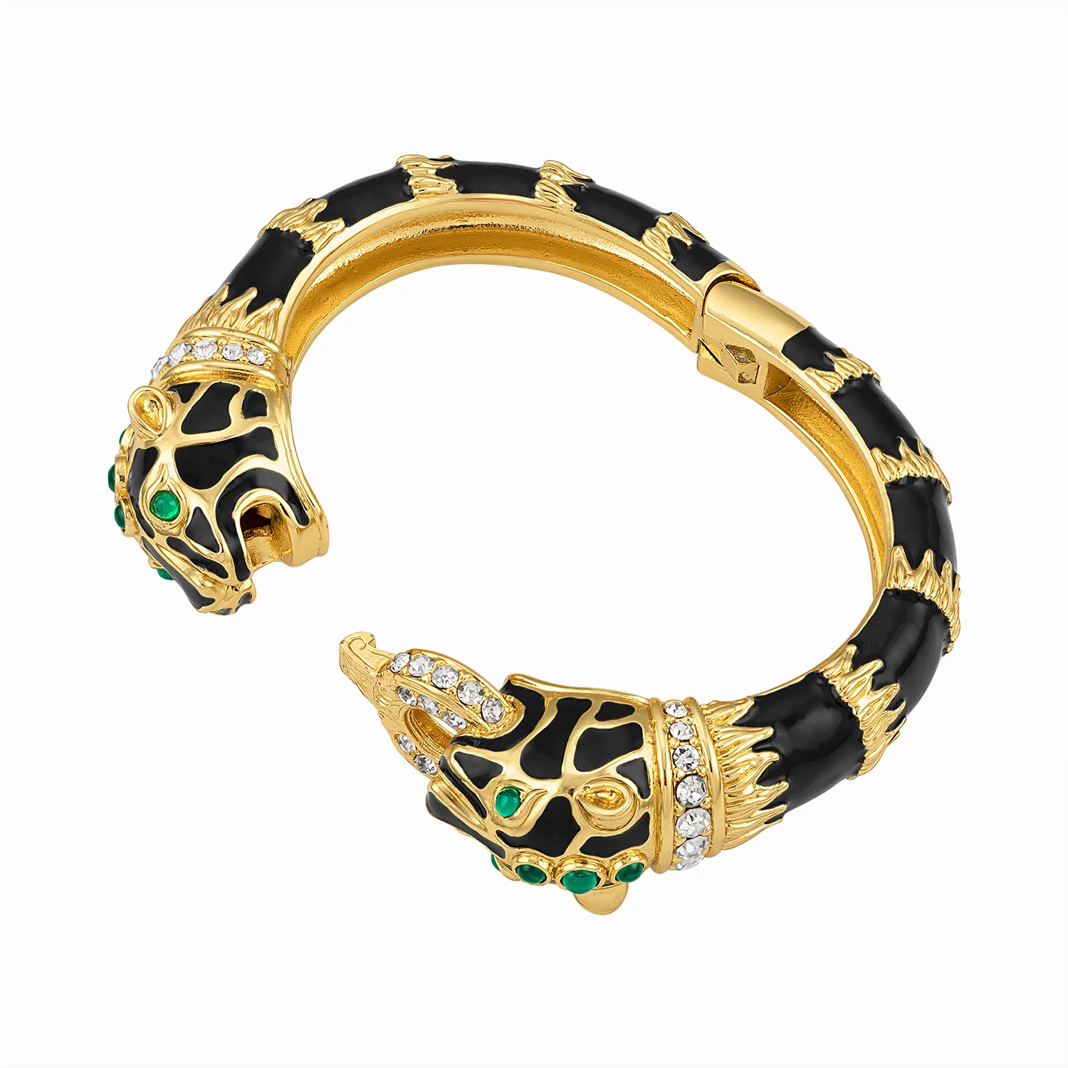 Black Enamel Double Panther Bracelet - Image 4