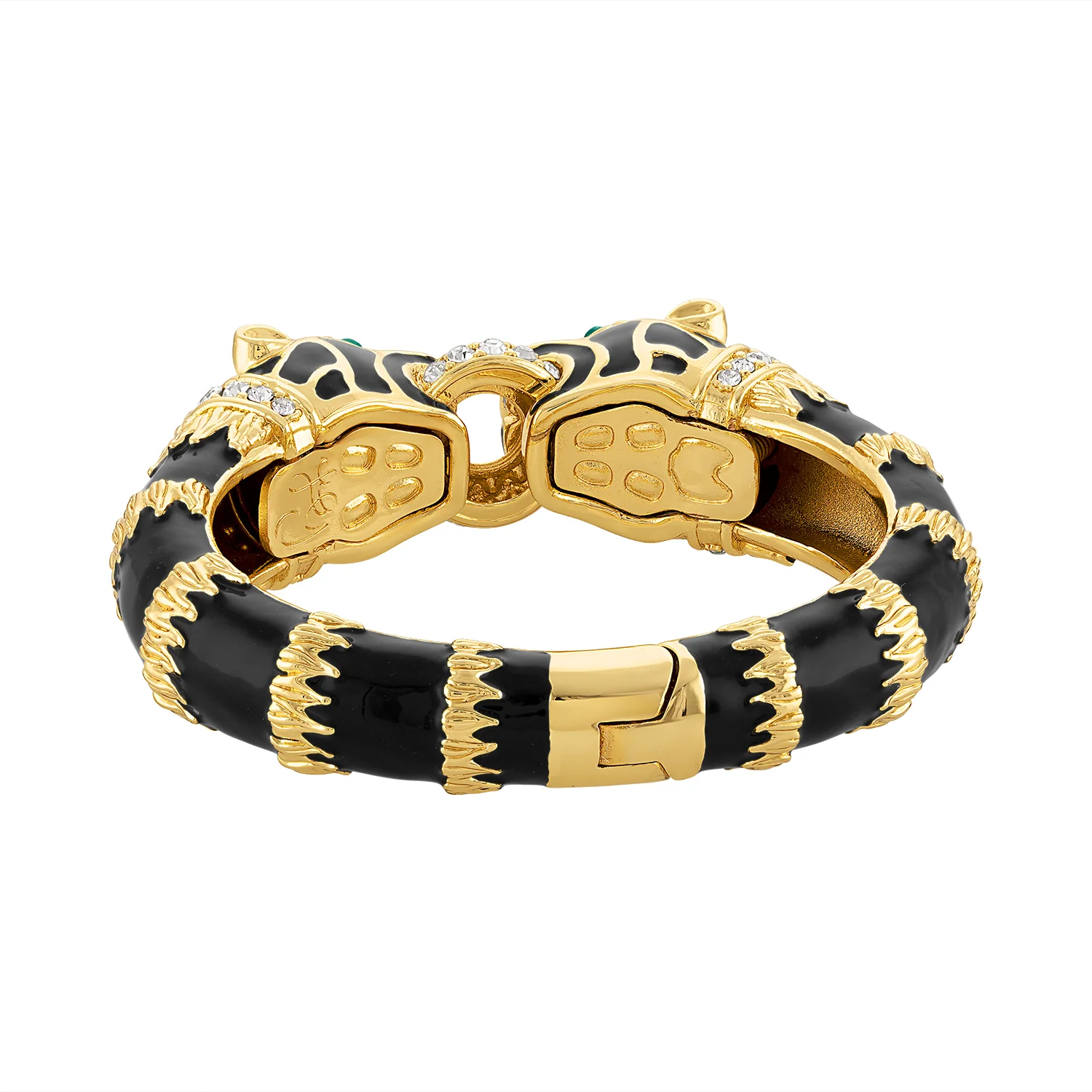 Black Enamel Double Panther Bracelet - Image 5