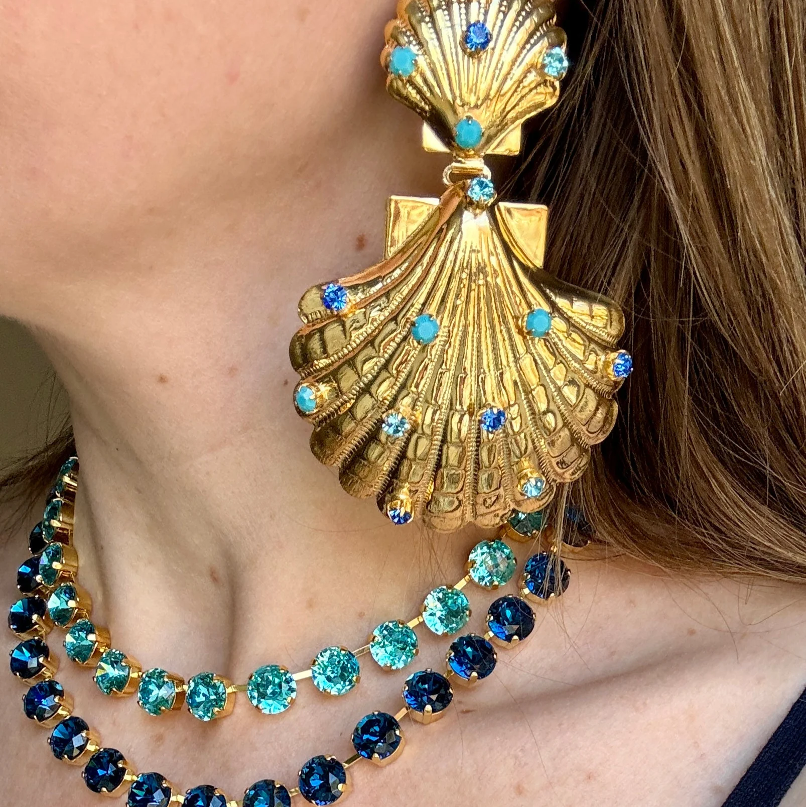 Gigi Blue Shell Earrings - Image 2