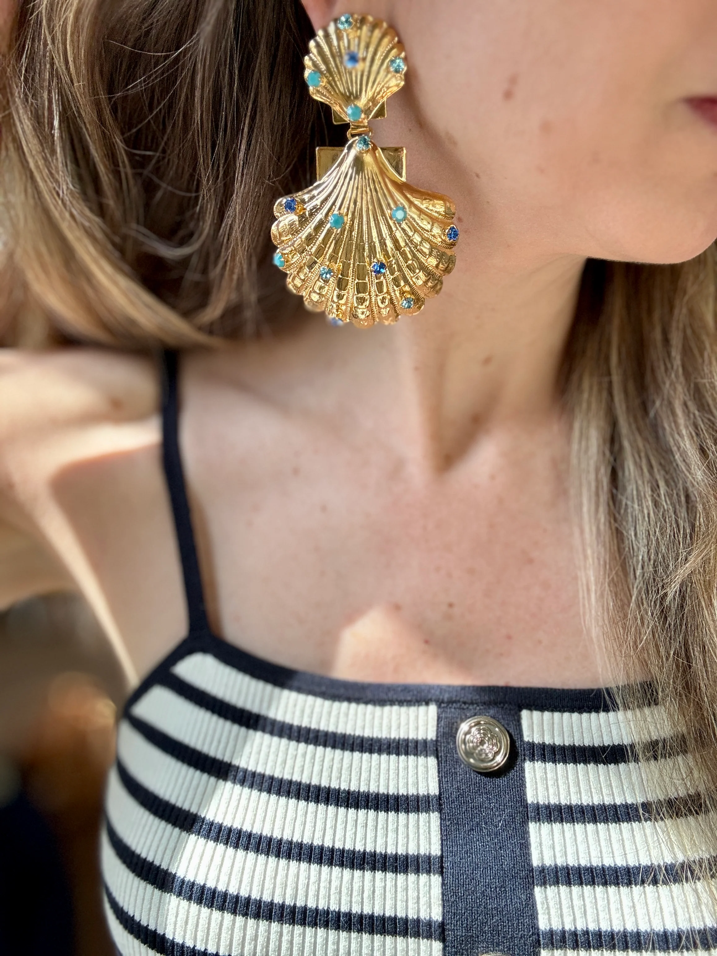 Gigi Blue Shell Earrings - Image 3