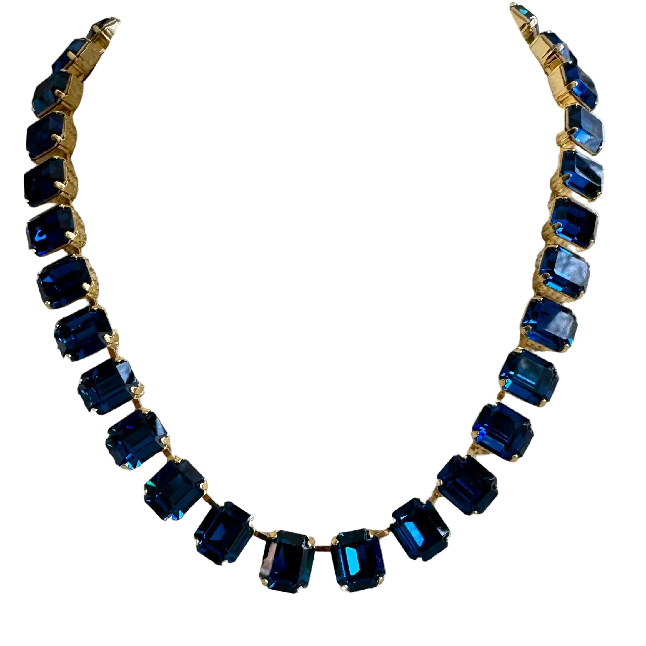Cara Montana Blue Crystal Emerald Cut Neklace