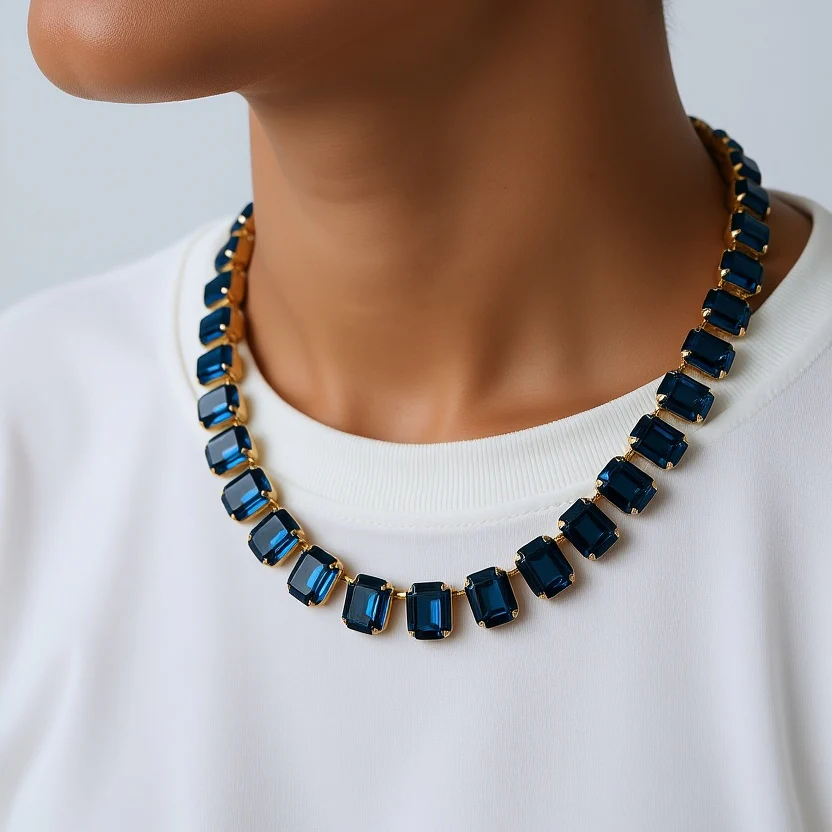 Cara Montana Blue Crystal Emerald Cut Neklace - Image 2