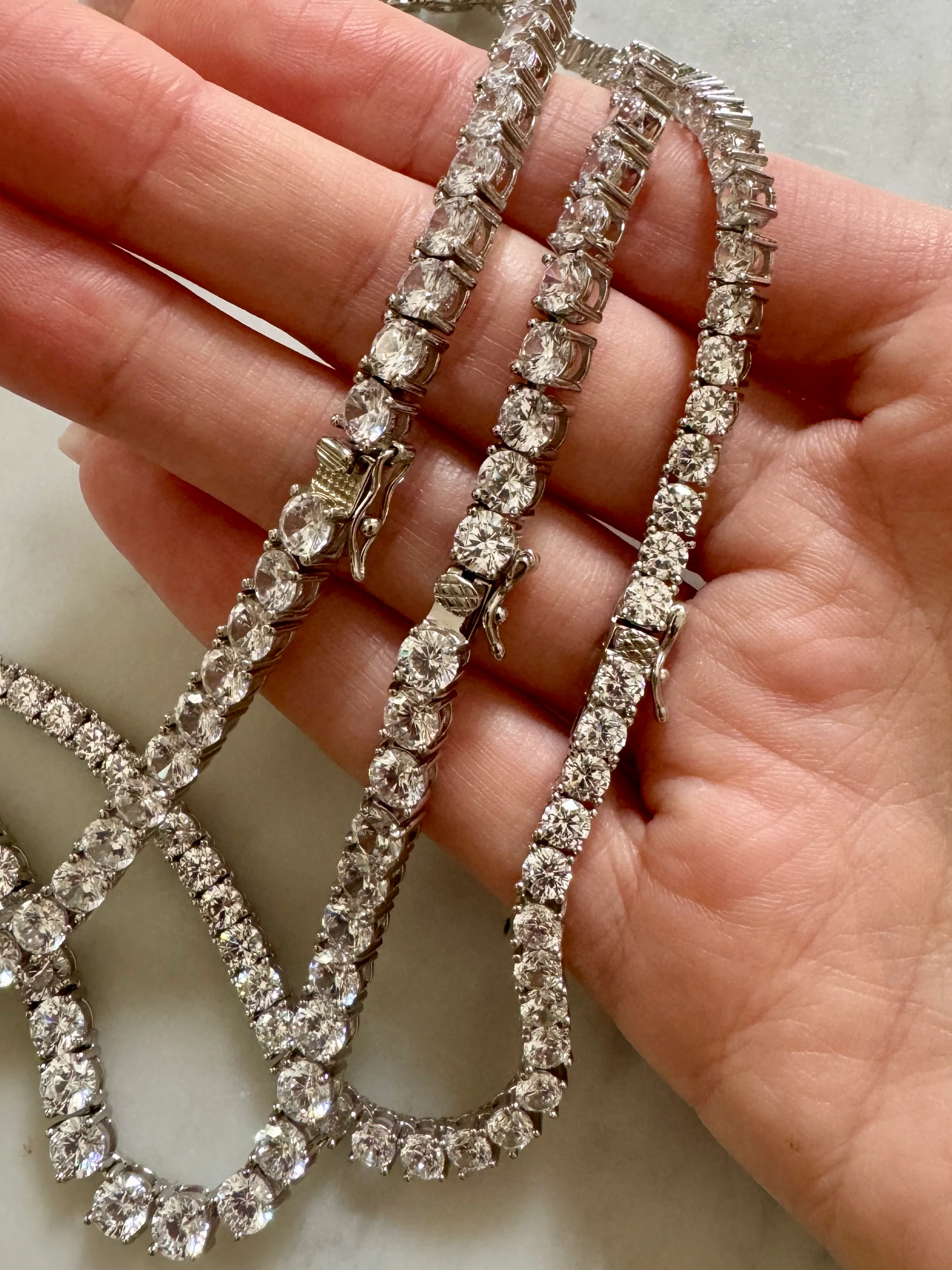 Classic Sterling Silver CZ Tennis Necklaces 16 18 20 inch - Image 4