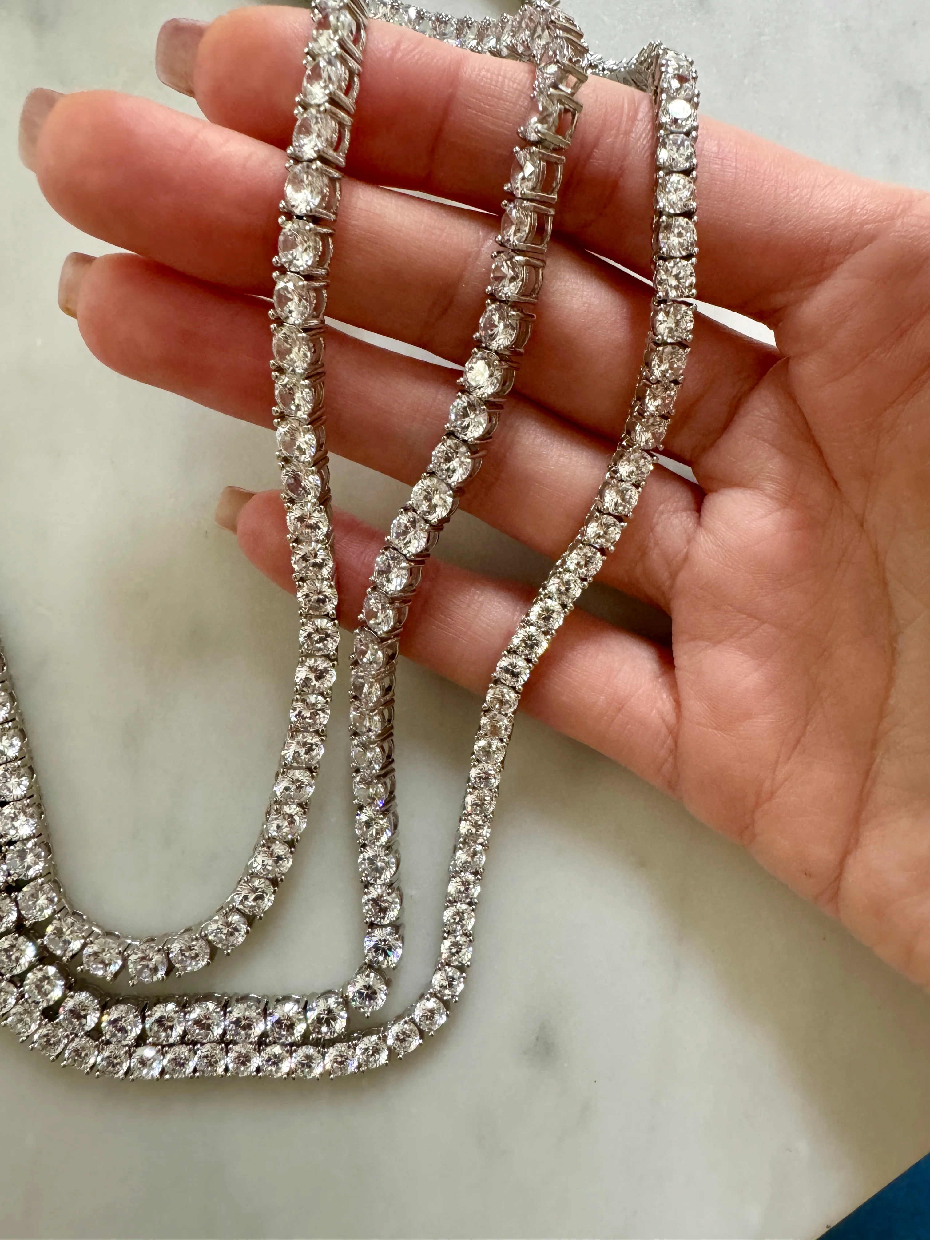 Classic Sterling Silver CZ Tennis Necklaces 16 18 20 inch - Image 5