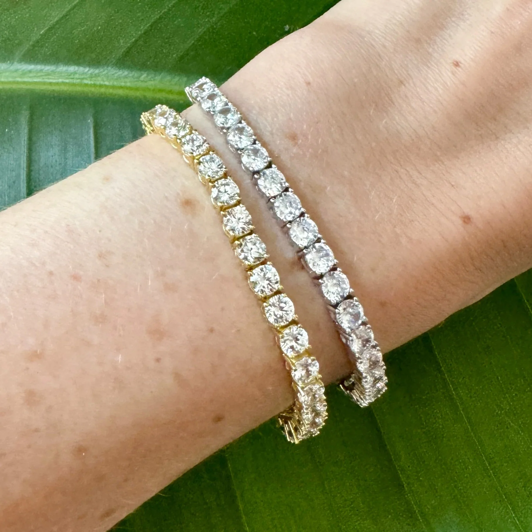 Classic Tennis Bracelet in Gold Plate or Sterling 6 inches - Image 2