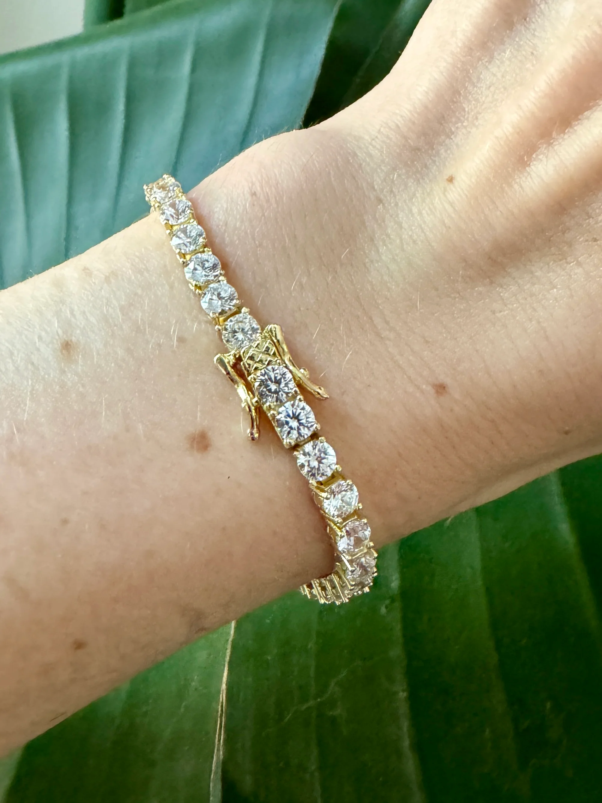 Classic Tennis Bracelet in Gold Plate or Sterling 6 inches - Image 5