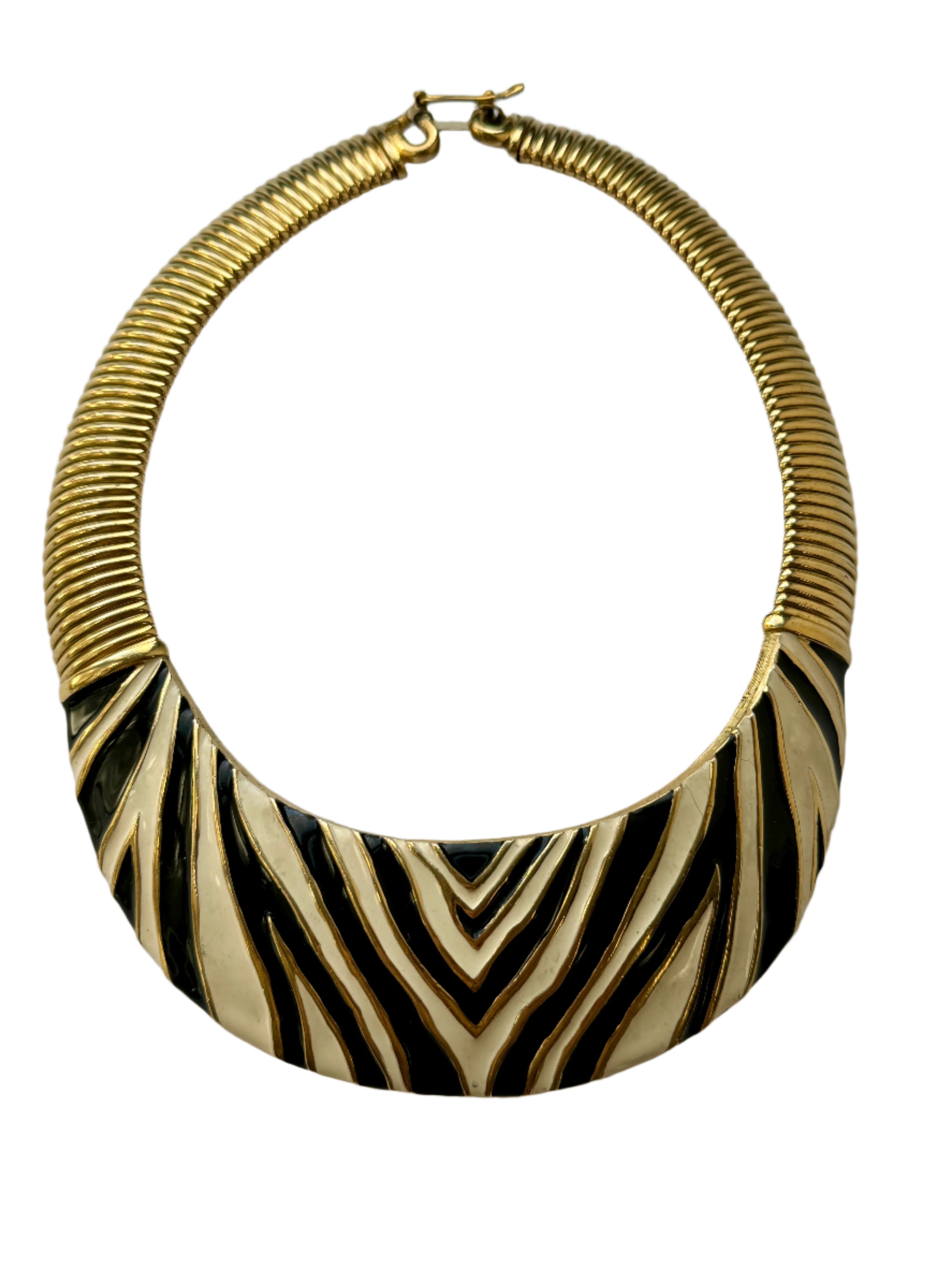Designer Givenchy Zebra Enamel Collar Necklace