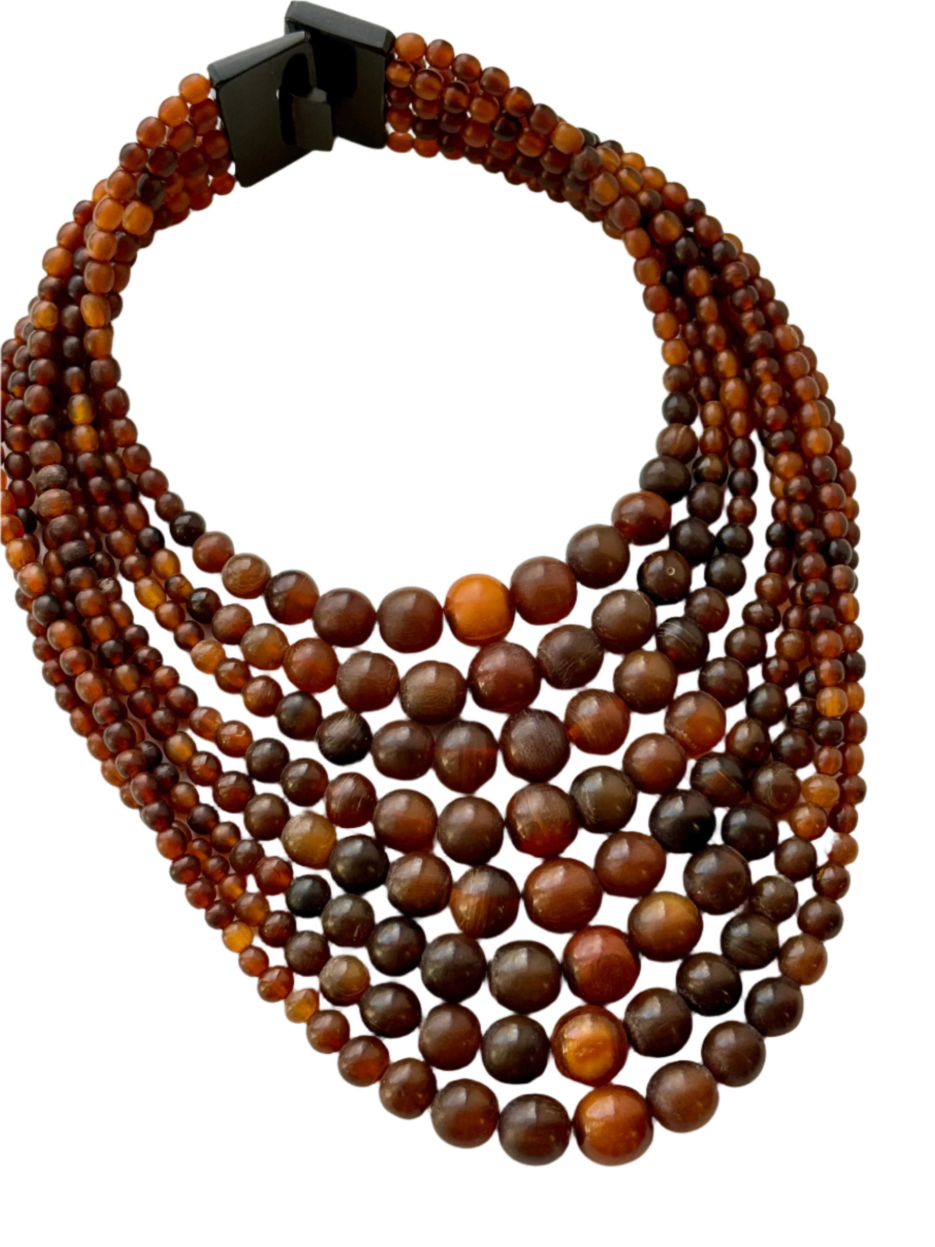 Designer Monies Couture Brown Horn Bead Necklace - Image 4