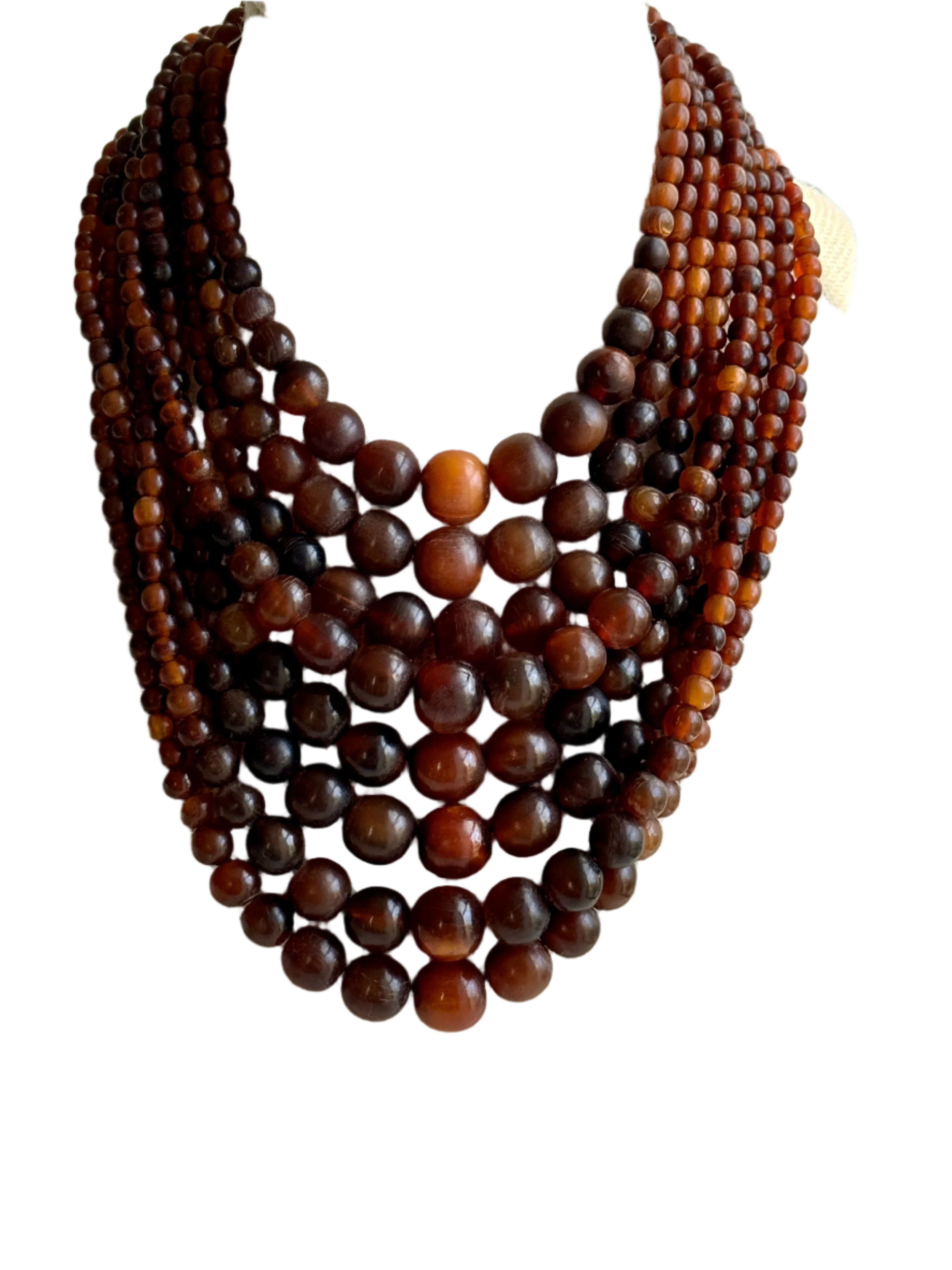 Designer Monies Couture Brown Horn Bead Necklace - Image 5