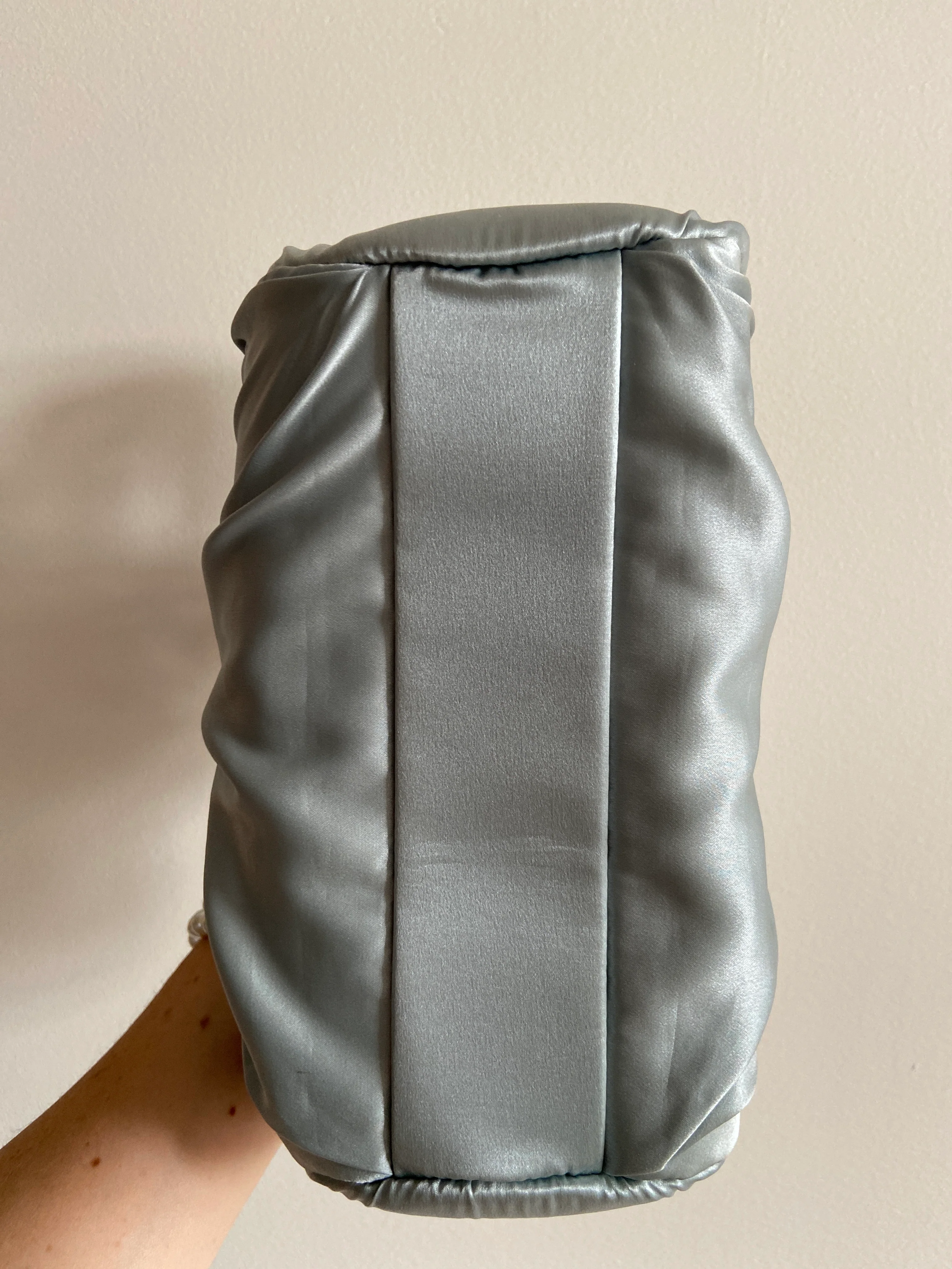 Designer Rejina Pyo Blue Satin Top Knot Bag - Image 9