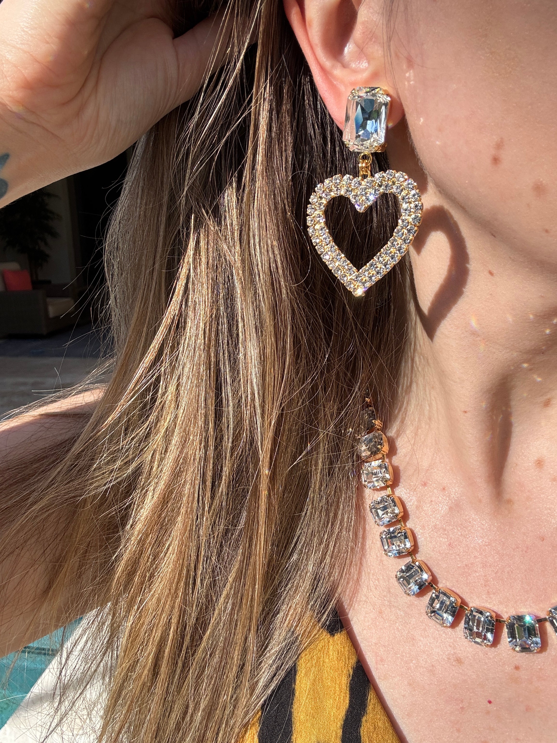 Maggie Crystal Heart Earrings - Image 3