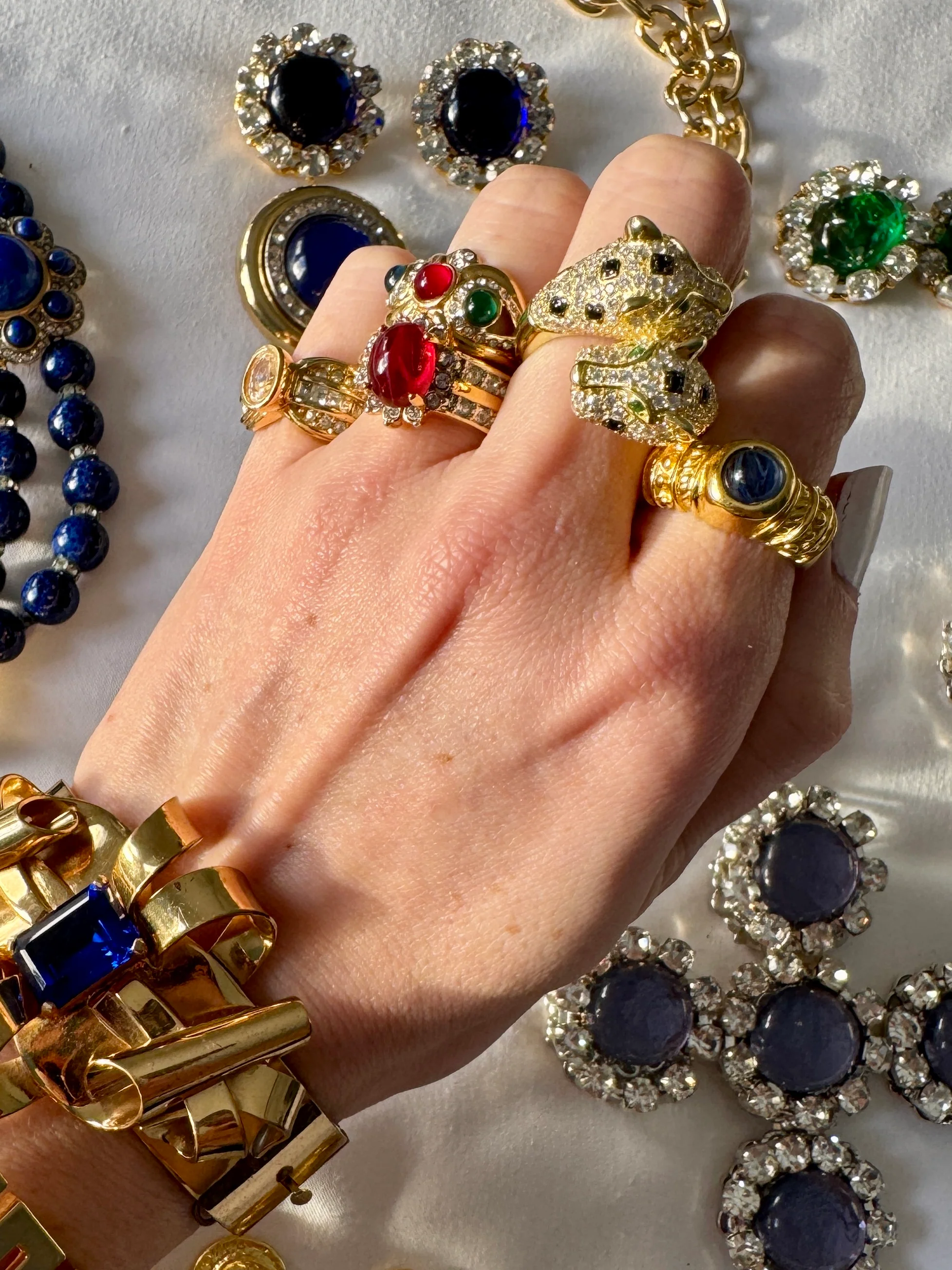 Double Panther Crystal Gold Ring Sizes 6, 7,8 - Image 3
