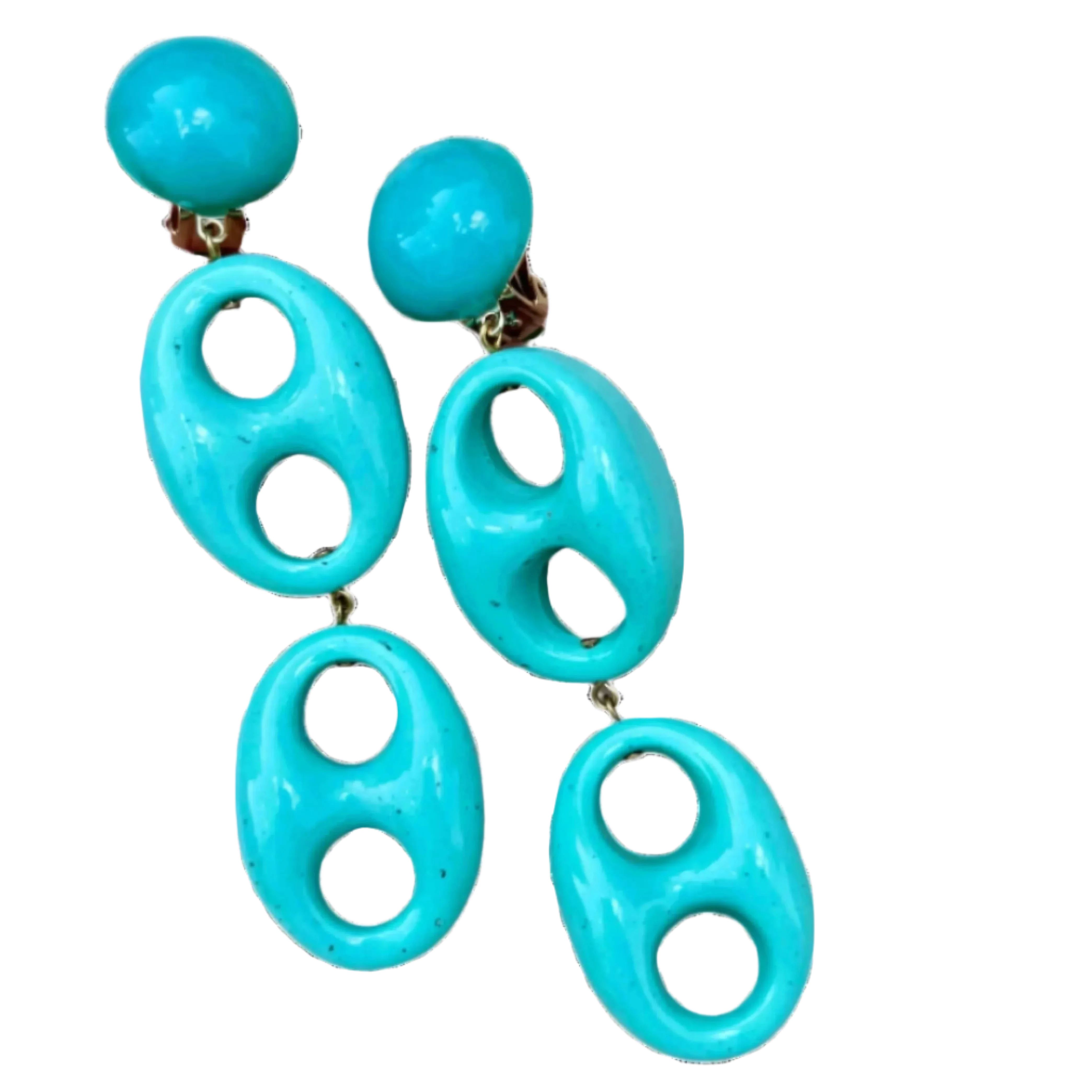 Light Turquoise Mariner Link Clip-On Earrings