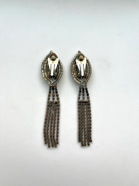 Vintage 60s Emerald Crystal Cascade Earrings - Image 6