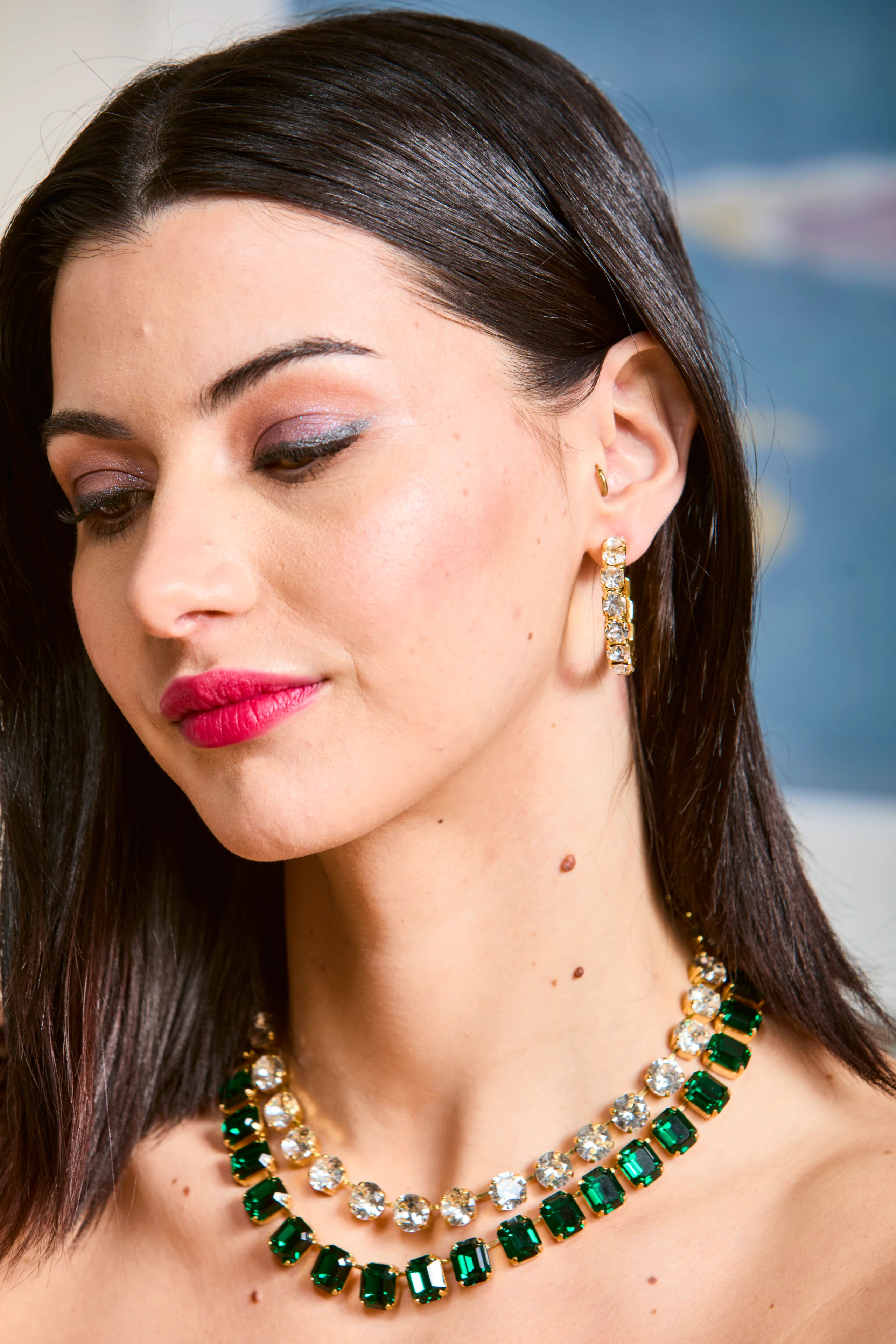 Cara Green Crystal Emerald Cut Necklace - Image 3