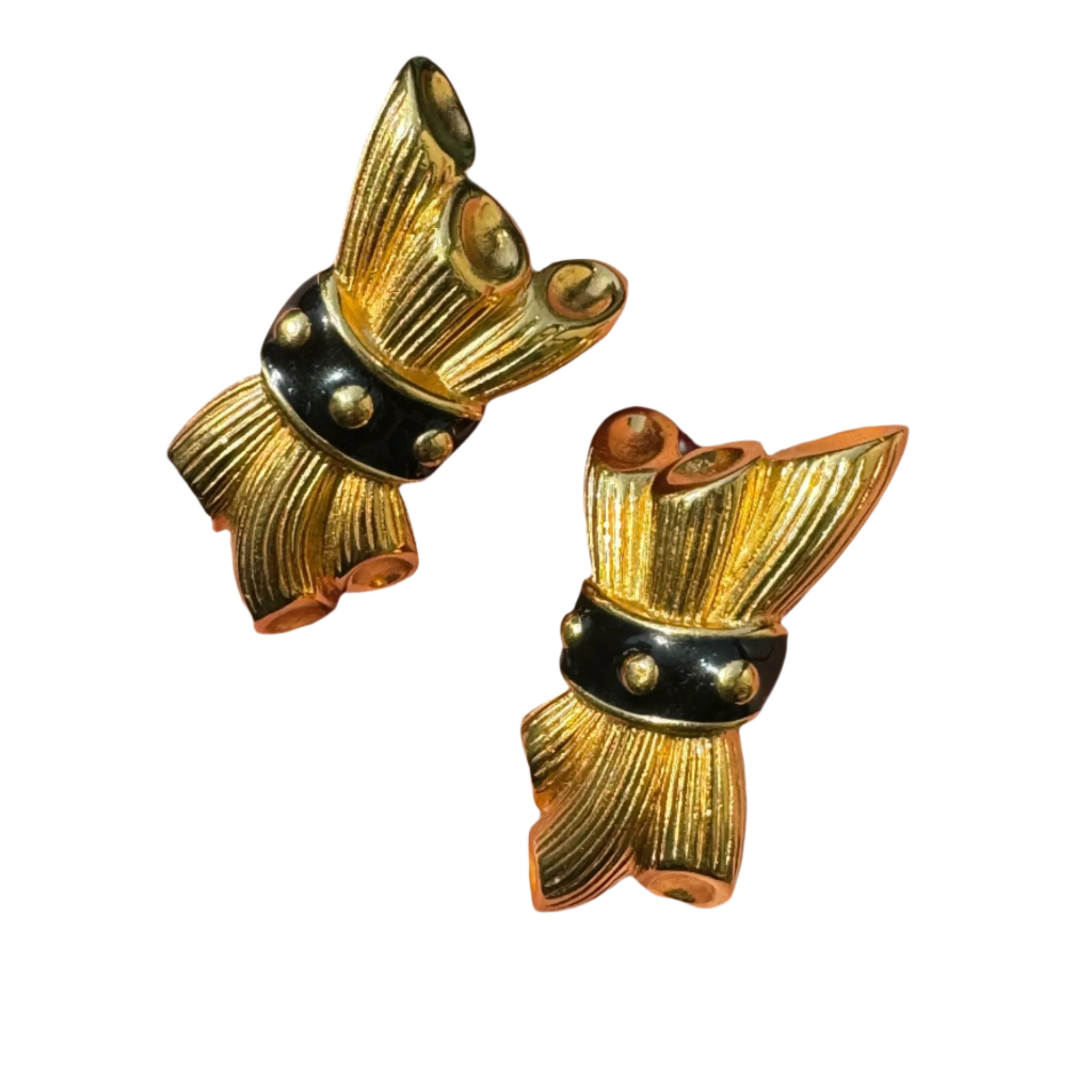 Fendi 1980s Gold Wheat Clip-On Earrings