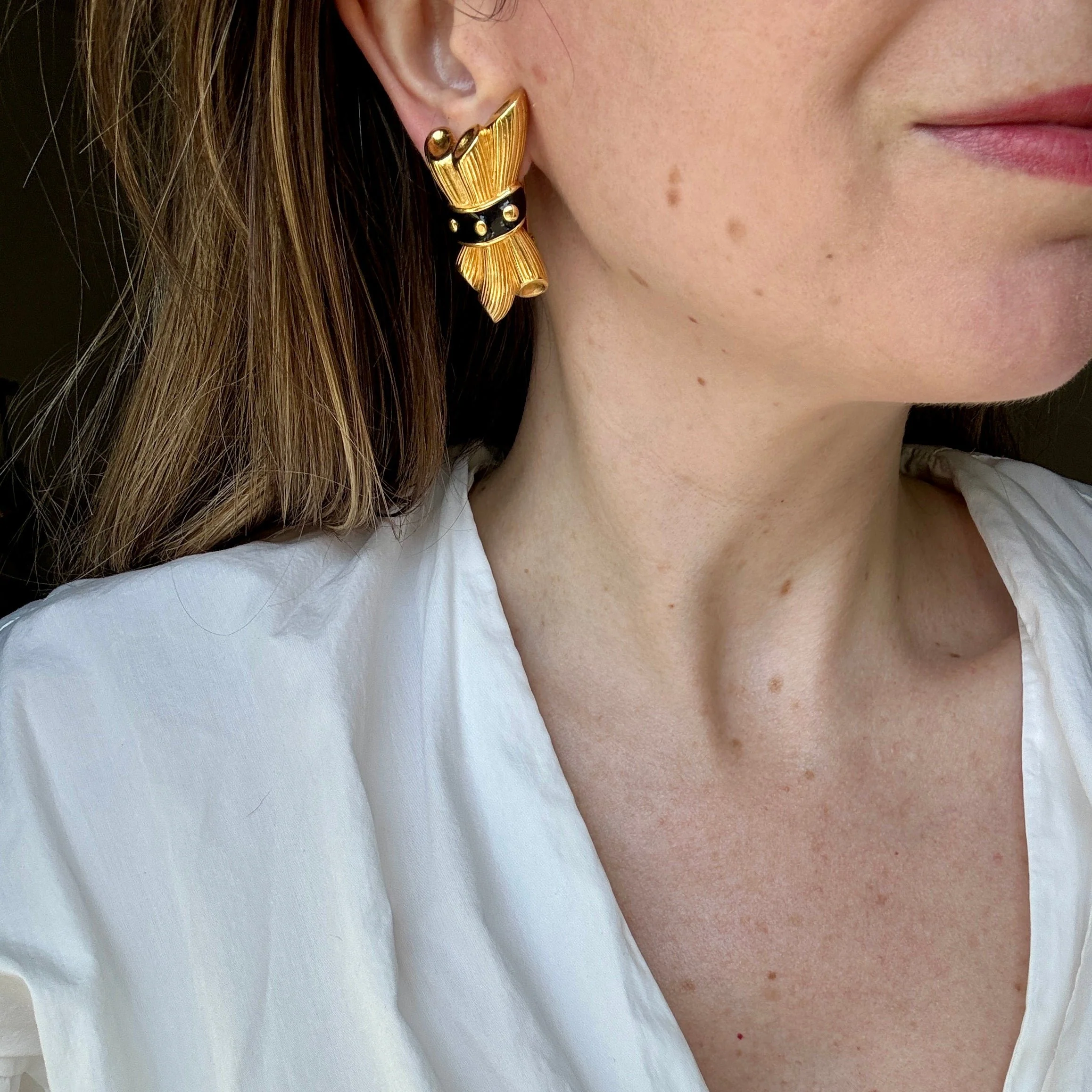 Fendi 1980s Gold Wheat Clip-On Earrings - Image 3