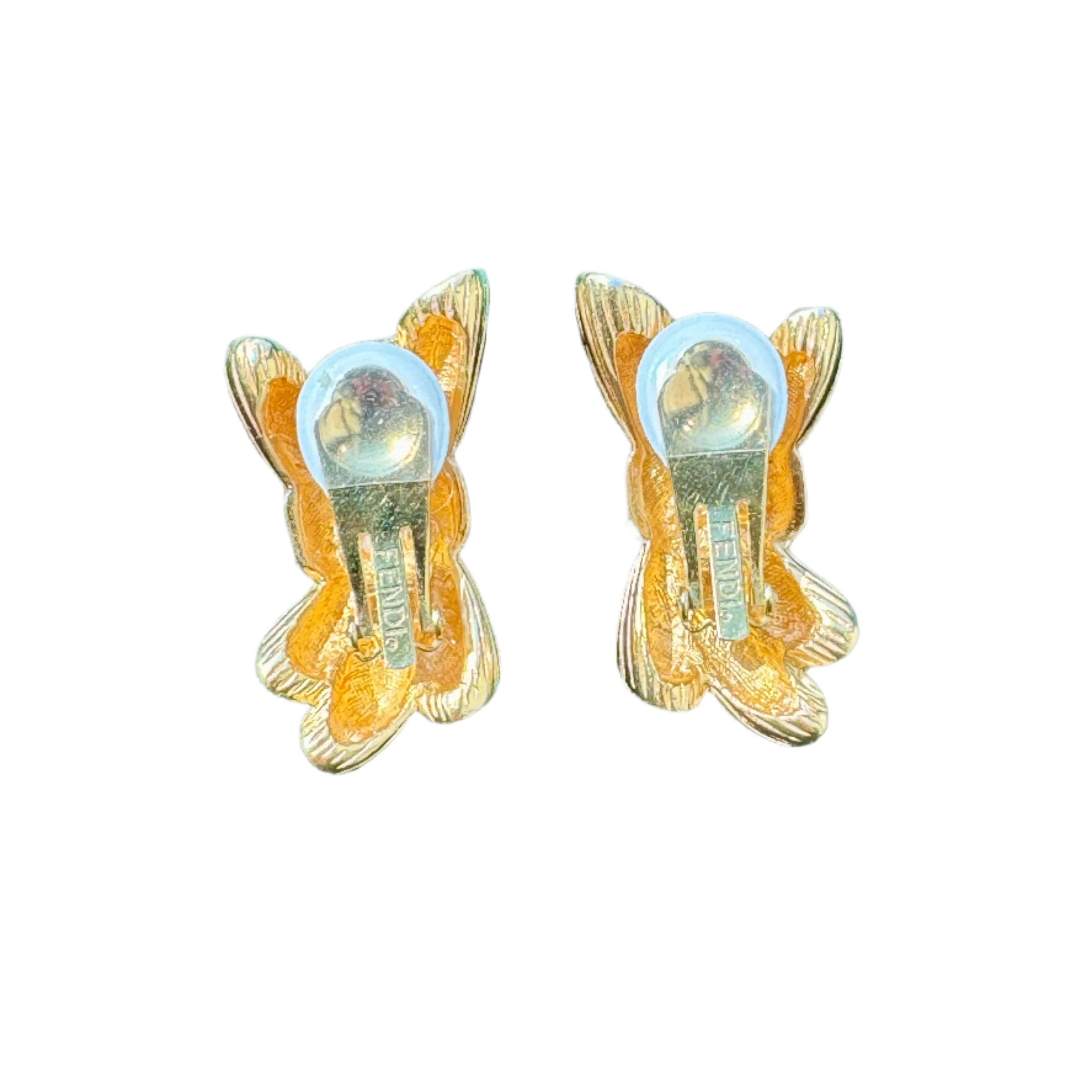 Fendi 1980s Gold Wheat Clip-On Earrings - Image 4