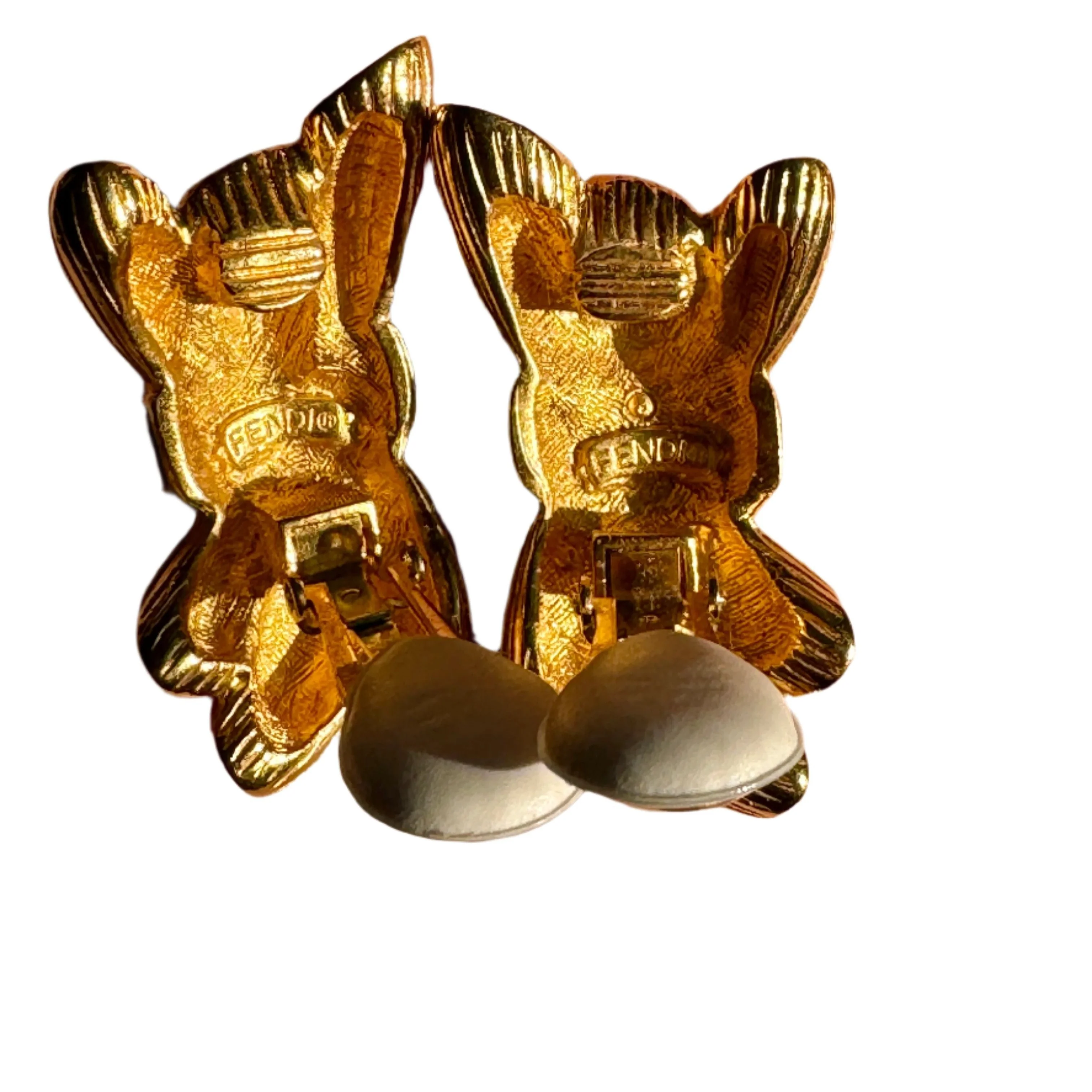 Fendi 1980s Gold Wheat Clip-On Earrings - Image 5