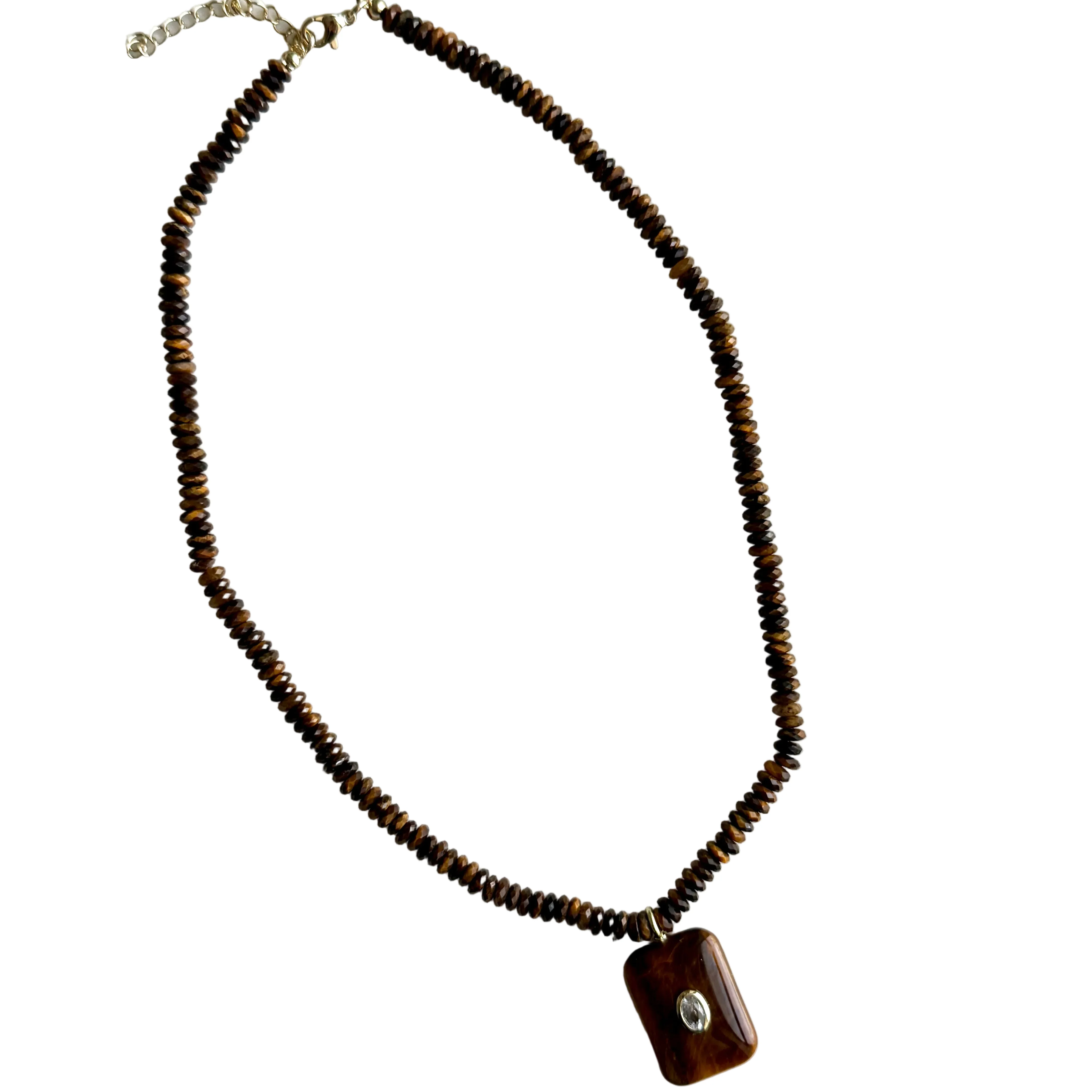 French Tiger's Eye Pendant Necklace - Image 3