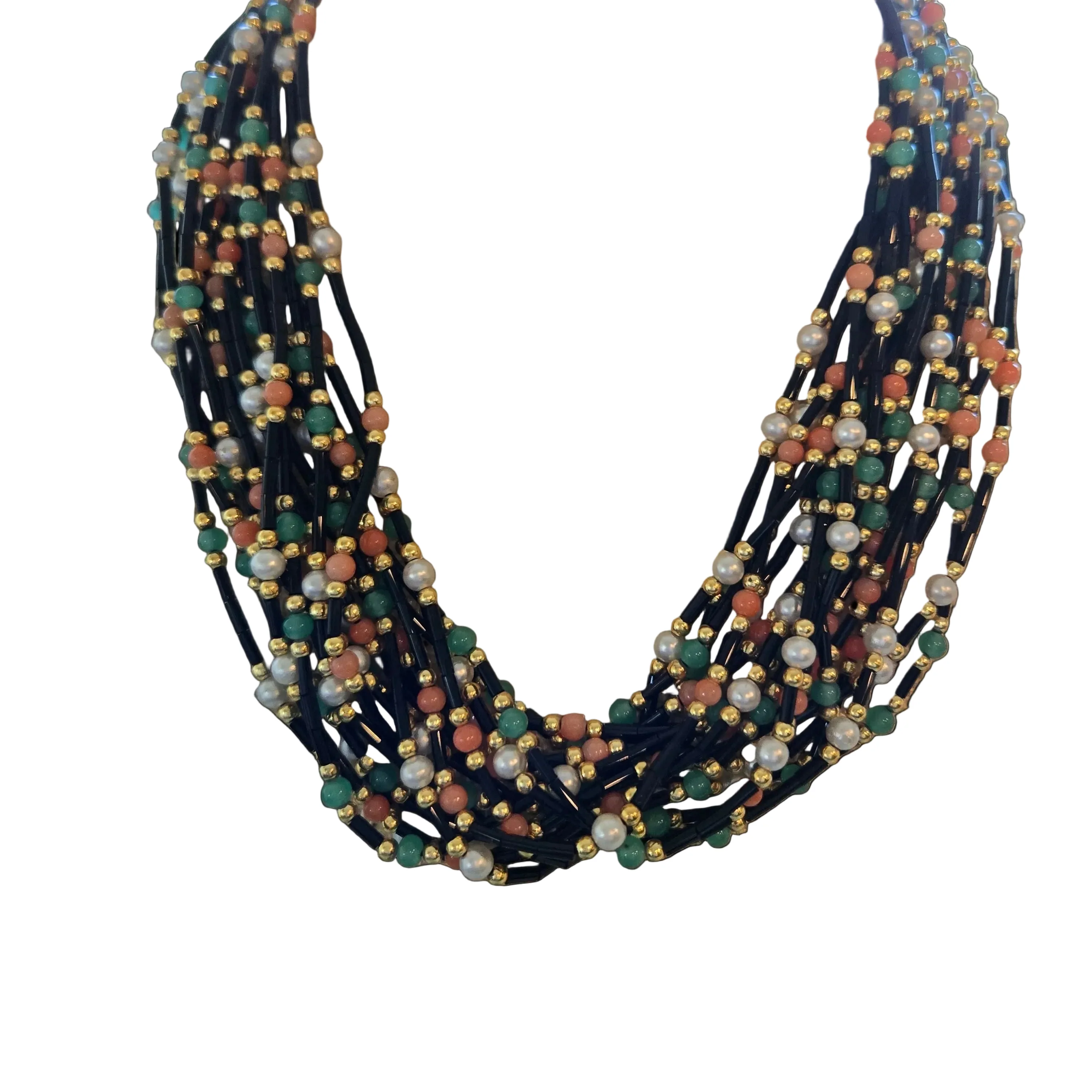 French Vintage Multi-Strand Beaded Necklace
