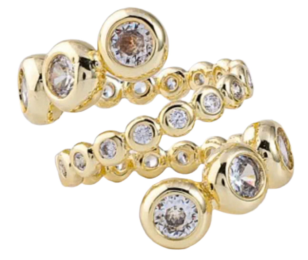 Gilt Sterling Bezel Diamond Crystal Ring Sizes 6 7 8