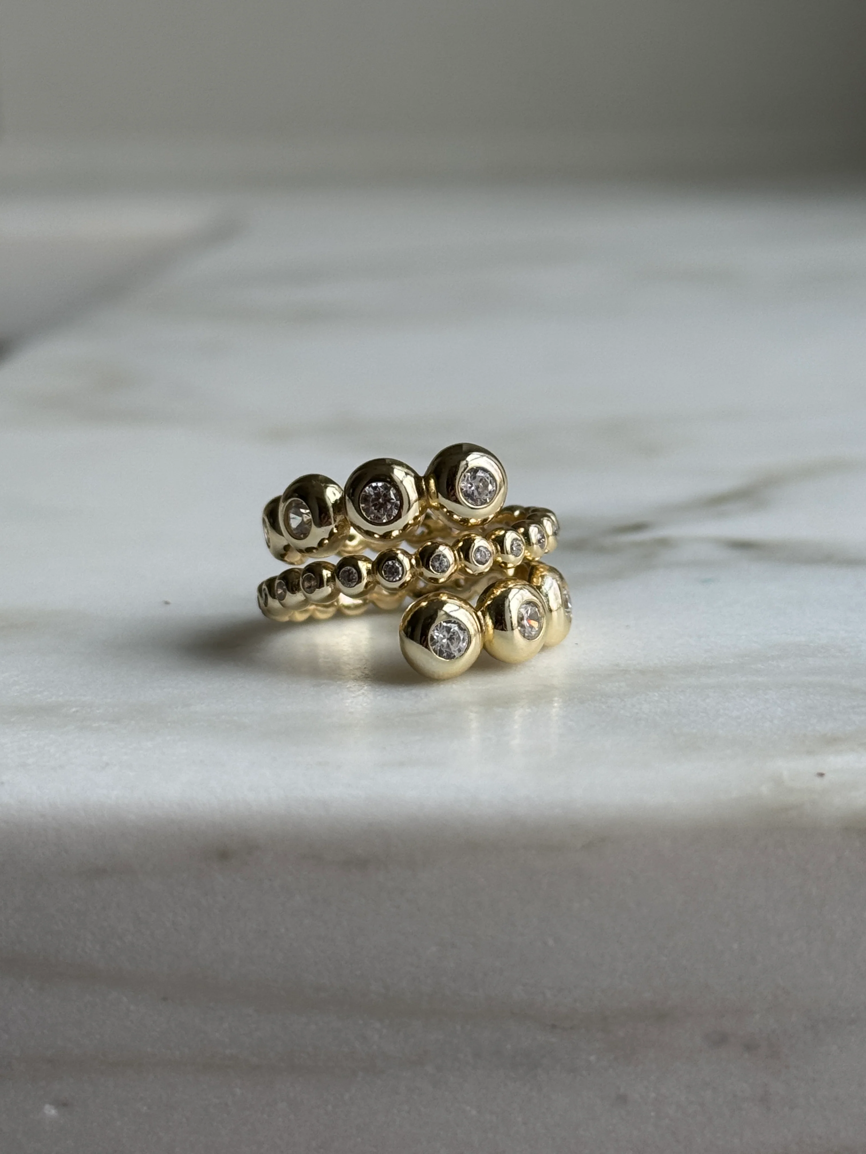 Gilt Sterling Bezel Diamond Crystal Ring Sizes 6 7 8 - Image 3