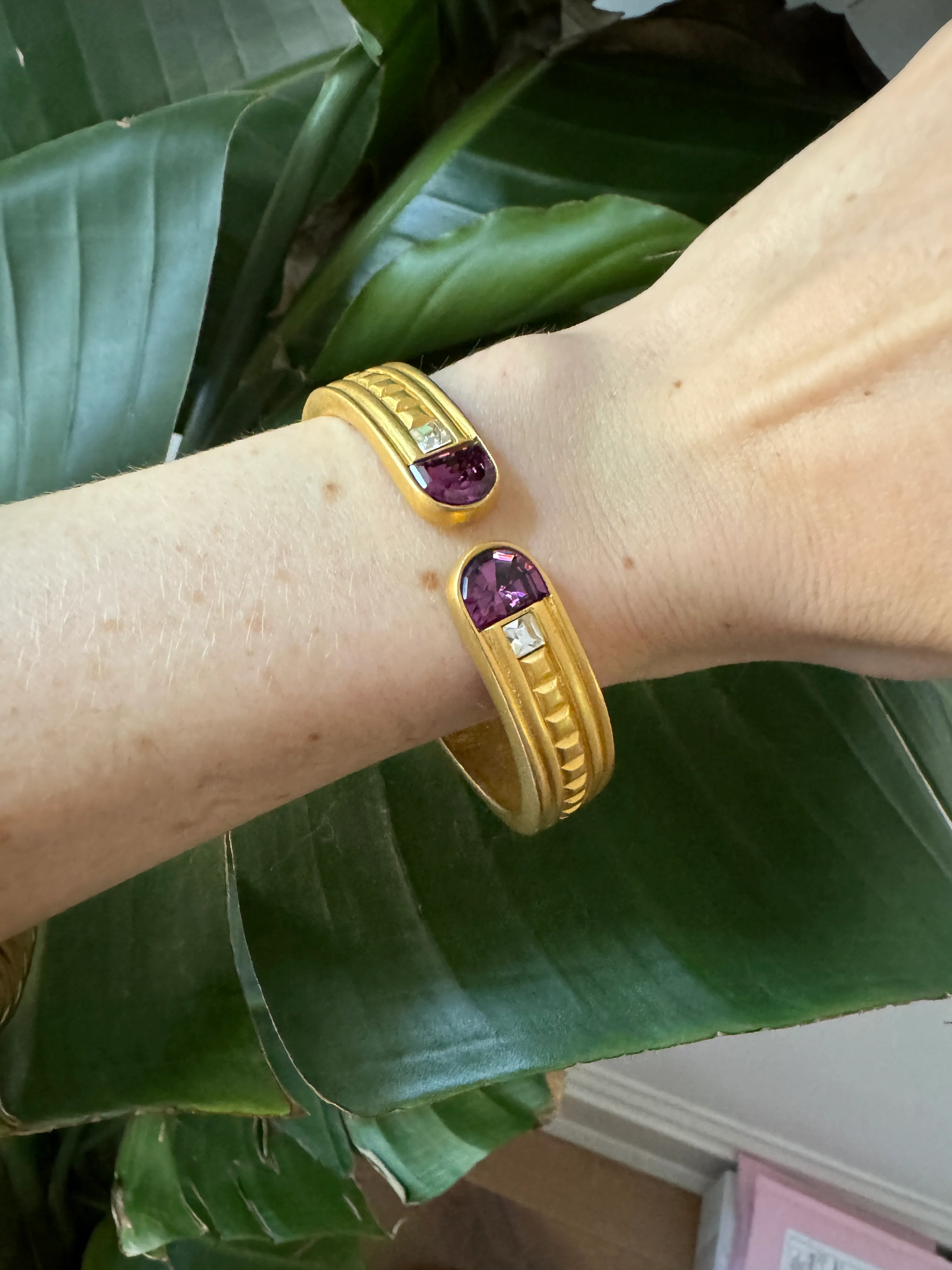 Givenchy Etruscan Brushed Gold Purple Crystal Bracelet - Image 2
