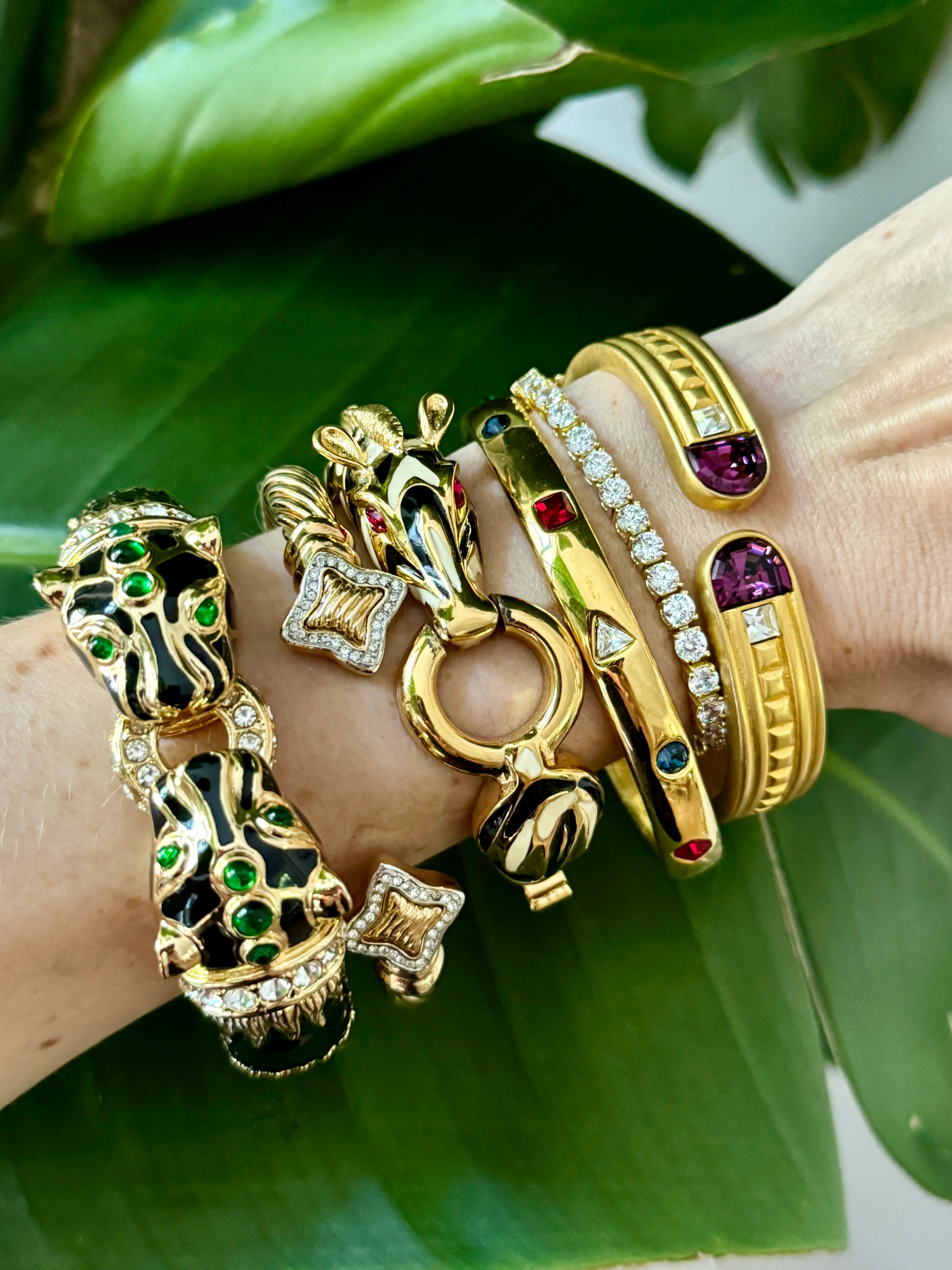 Givenchy Etruscan Brushed Gold Purple Crystal Bracelet - Image 3