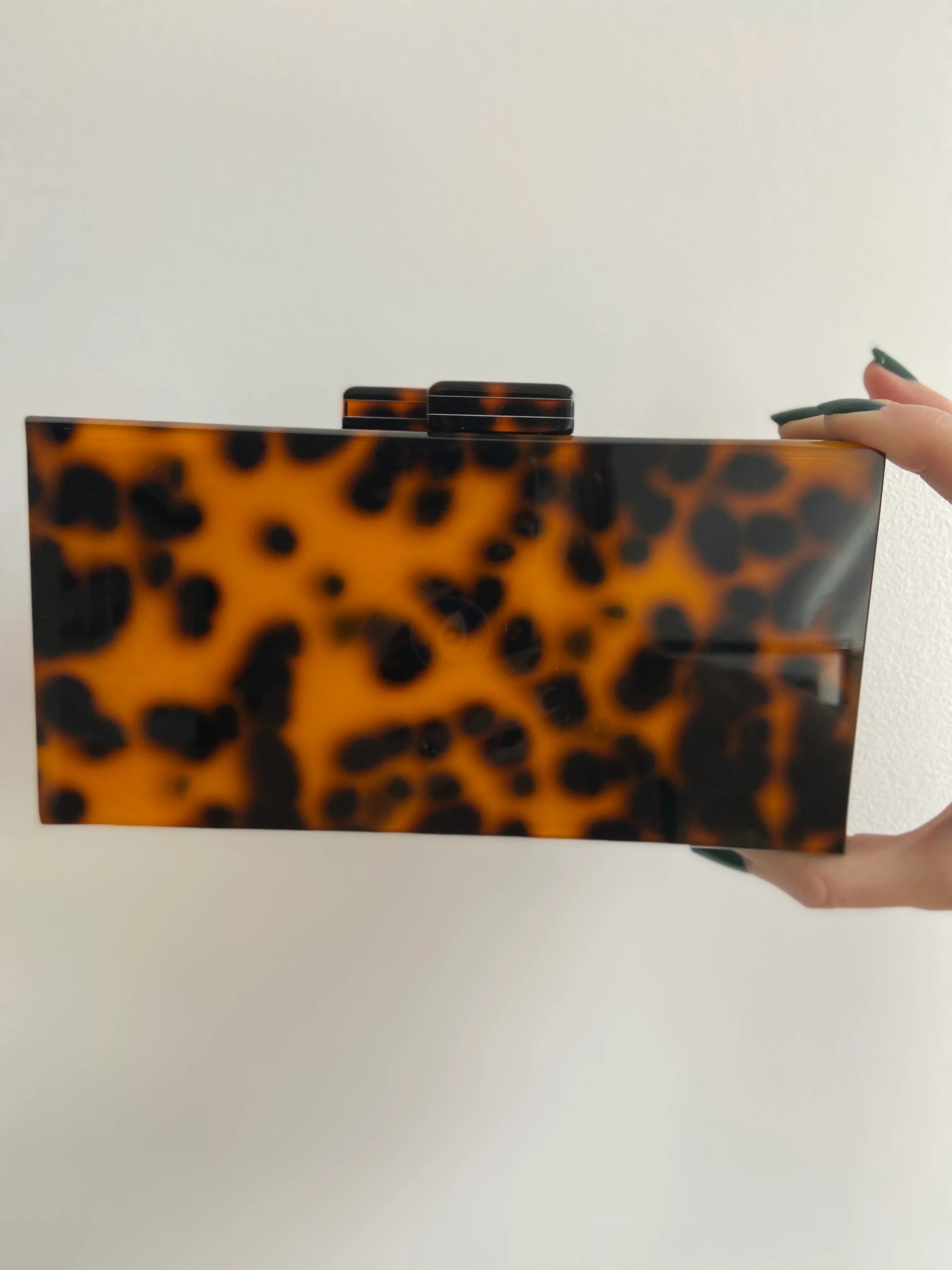 Gold Lion Tortoise Lucite Box Clutch - Image 4