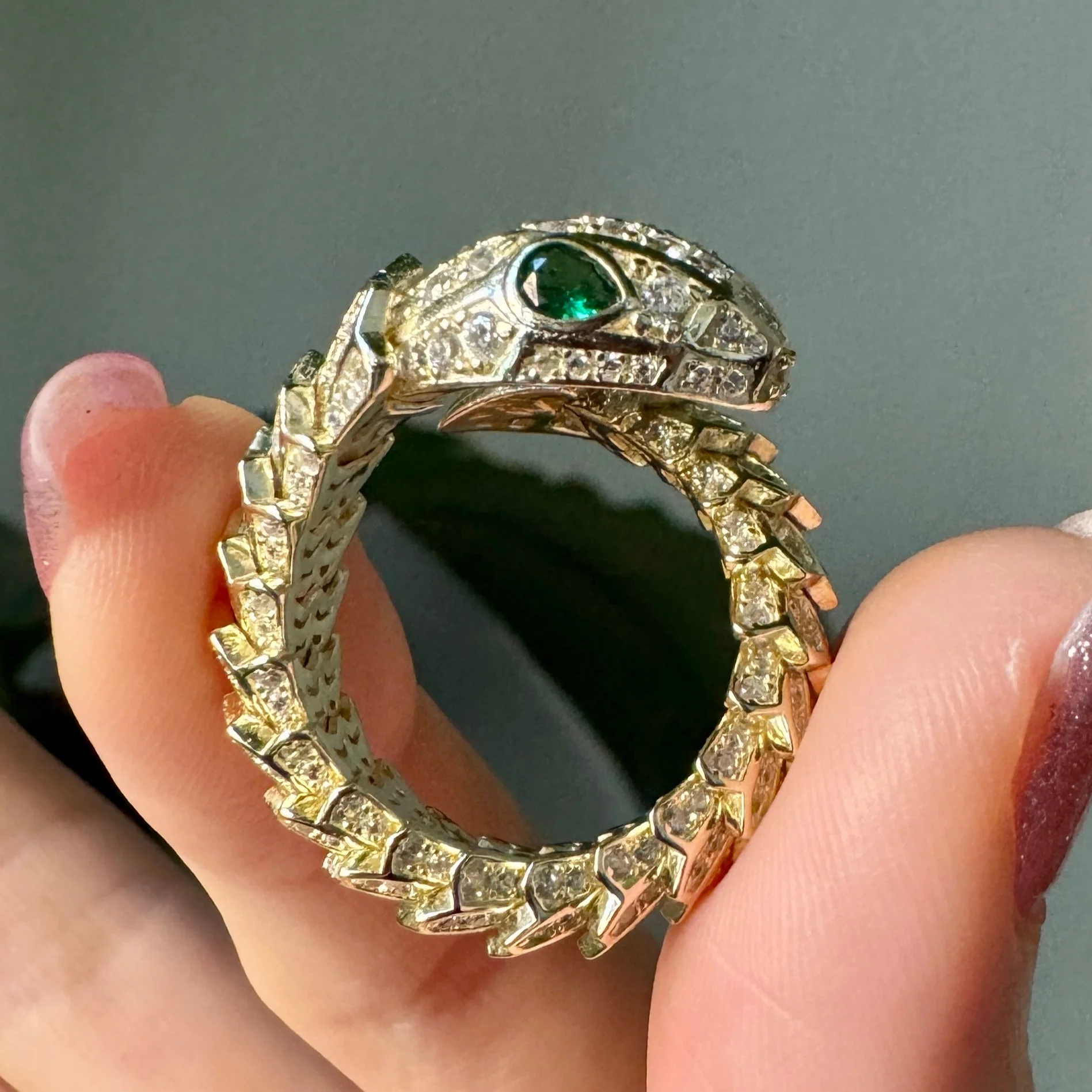 Gold Over Sterling Snake Ring Size 6, 7, 8 - Image 5