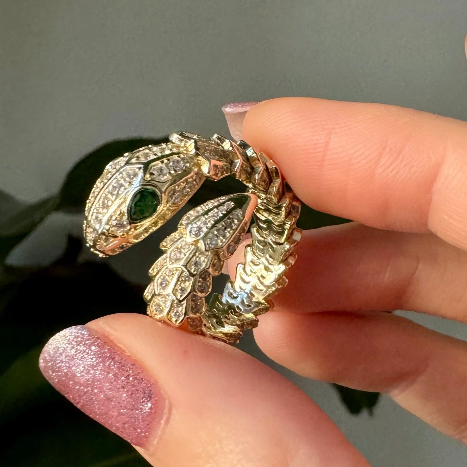 Gold Over Sterling Snake Ring Size 6, 7, 8 - Image 6