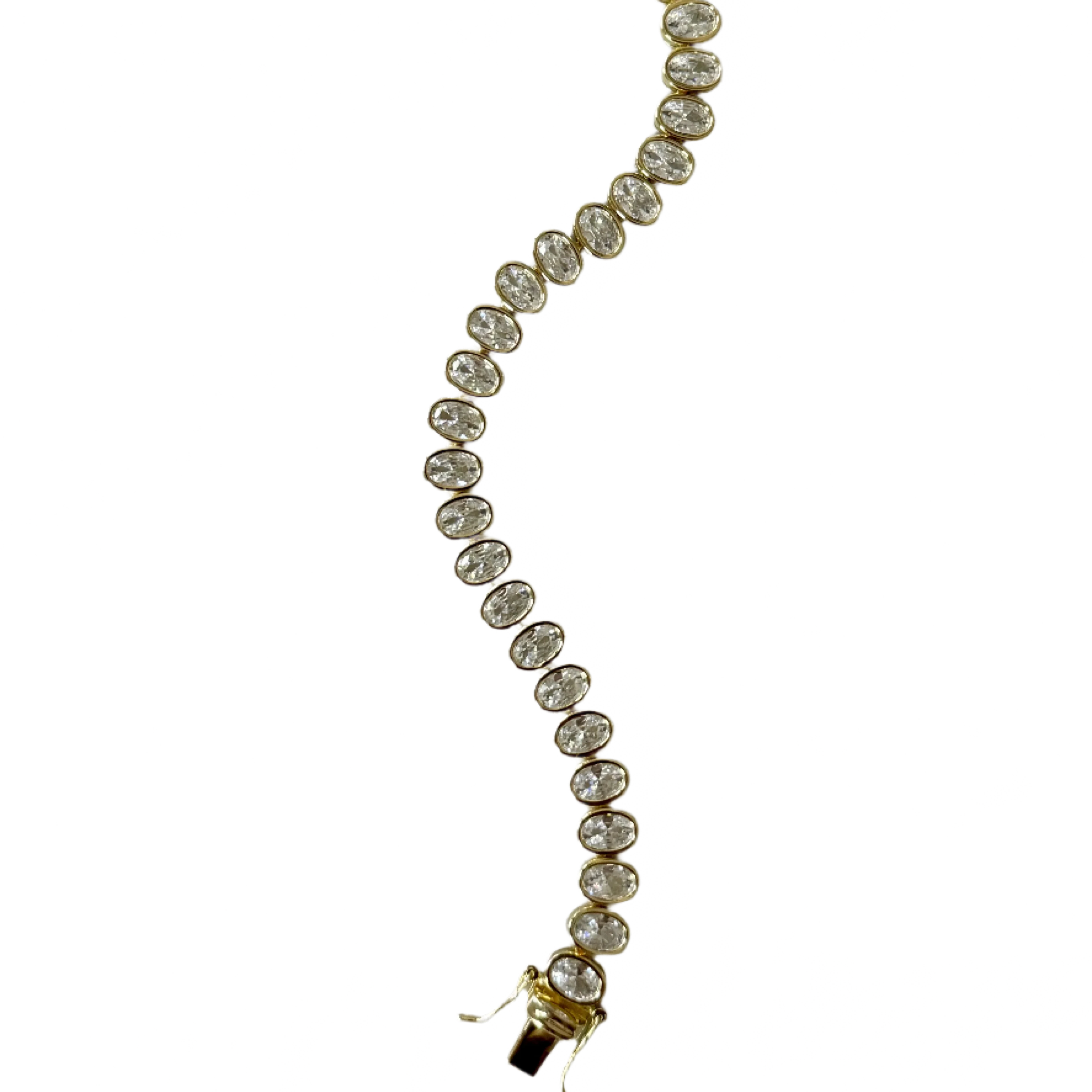 Gold Plate Sterling Oval Crystal Tennis Bracelet - Image 4