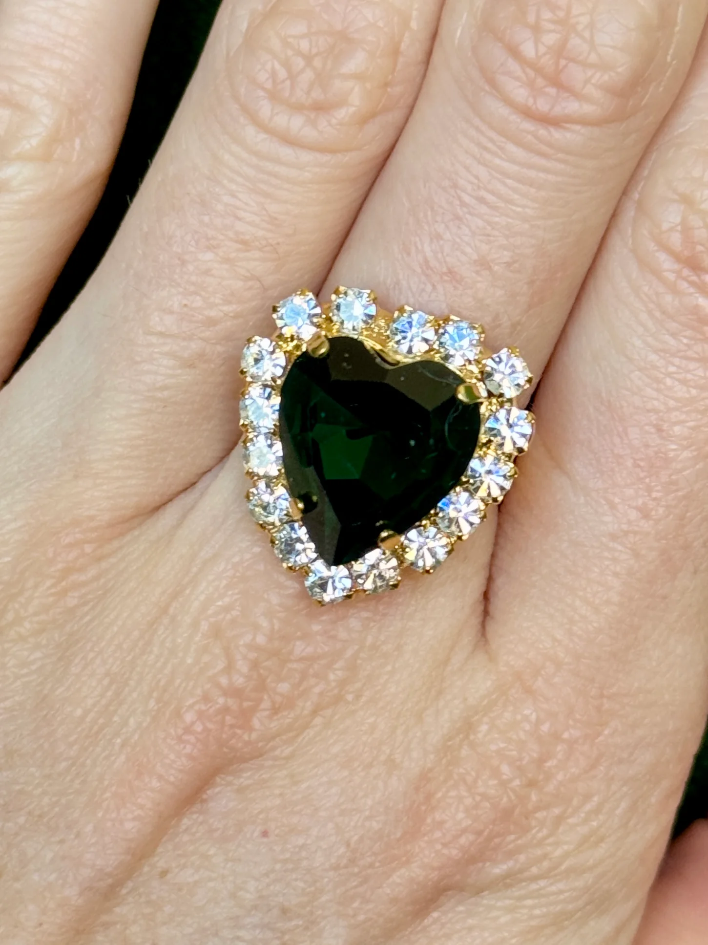Grace Emerald Crystal Heart Ring - Image 2