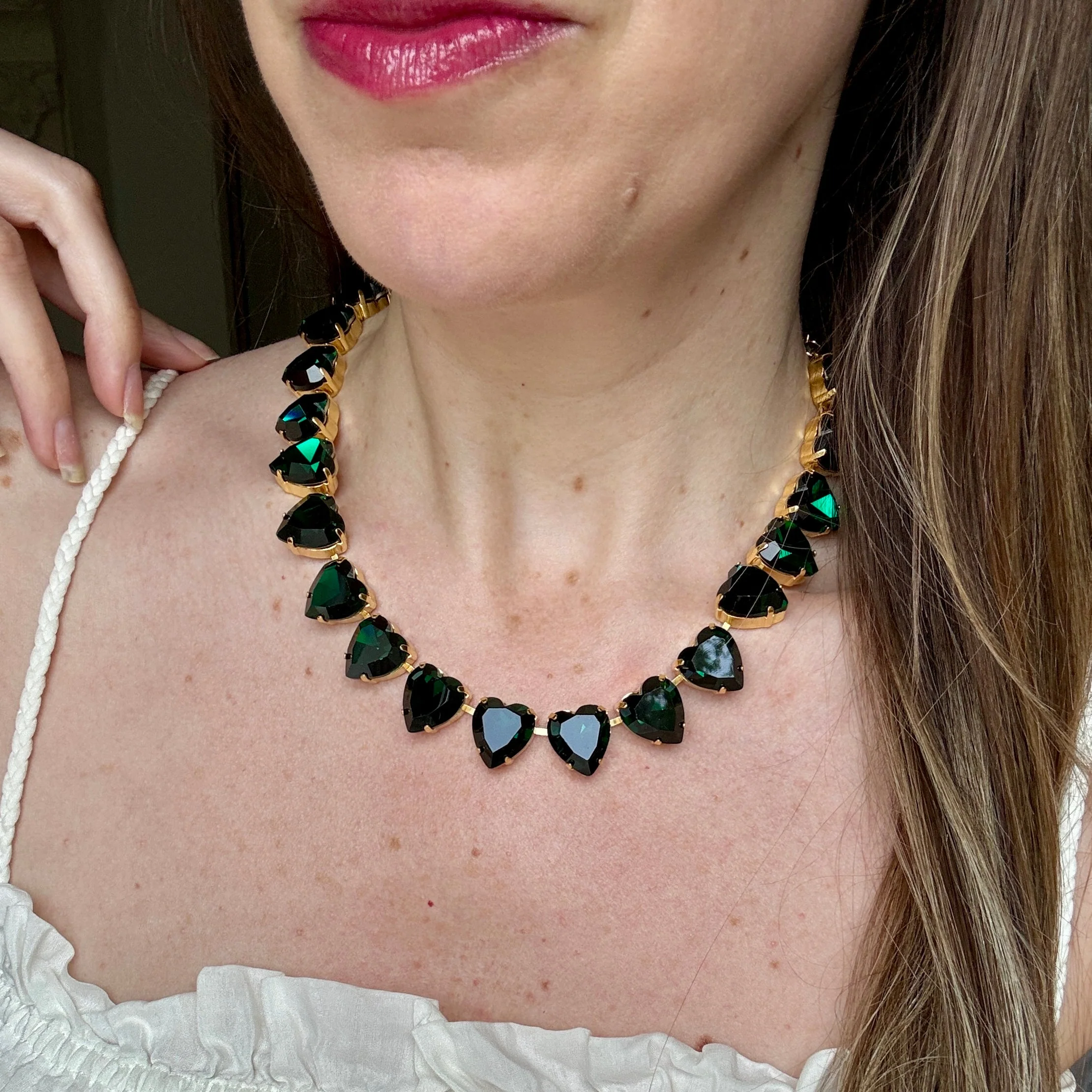 Grace Emerald Green Heart Necklace - Image 2