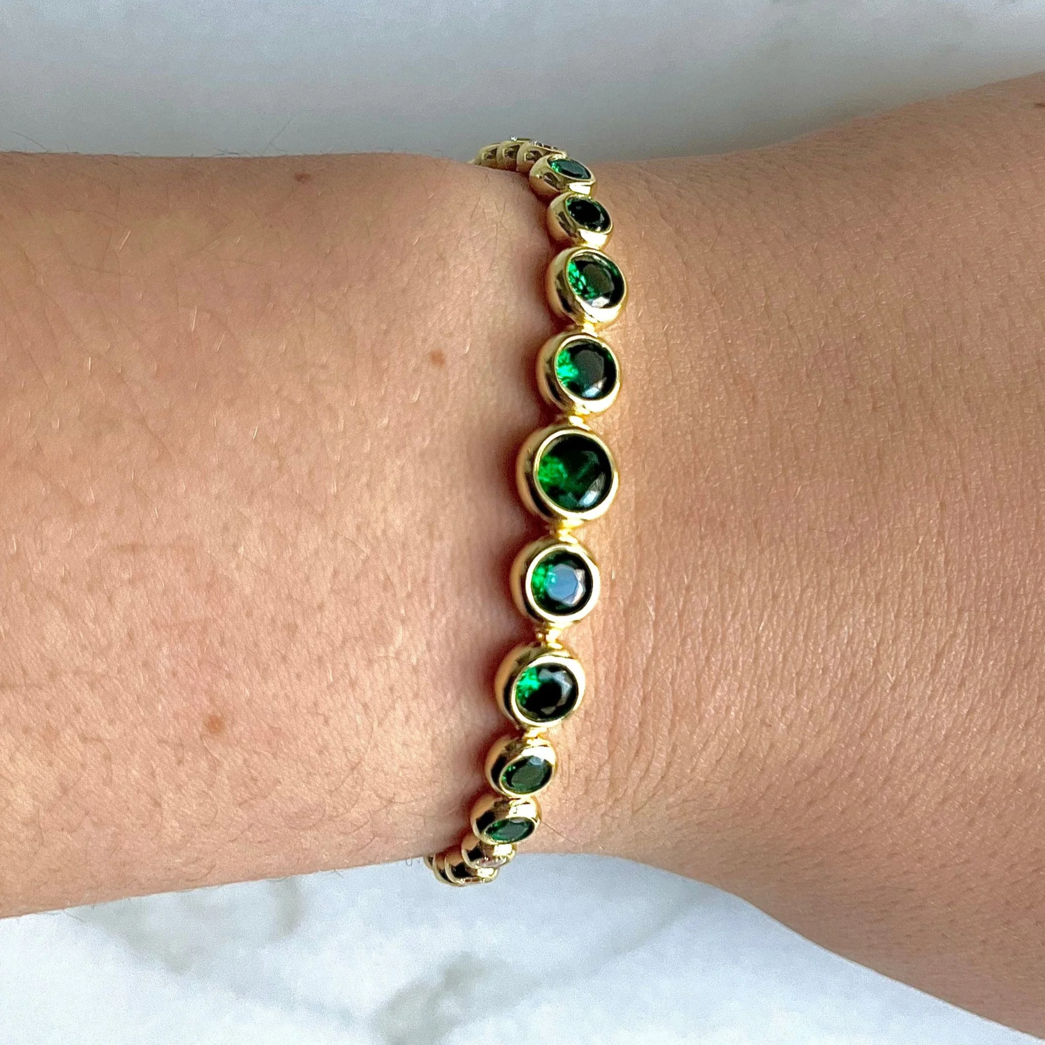 Green Crystal Bezel Tennis Bracelet - Image 2