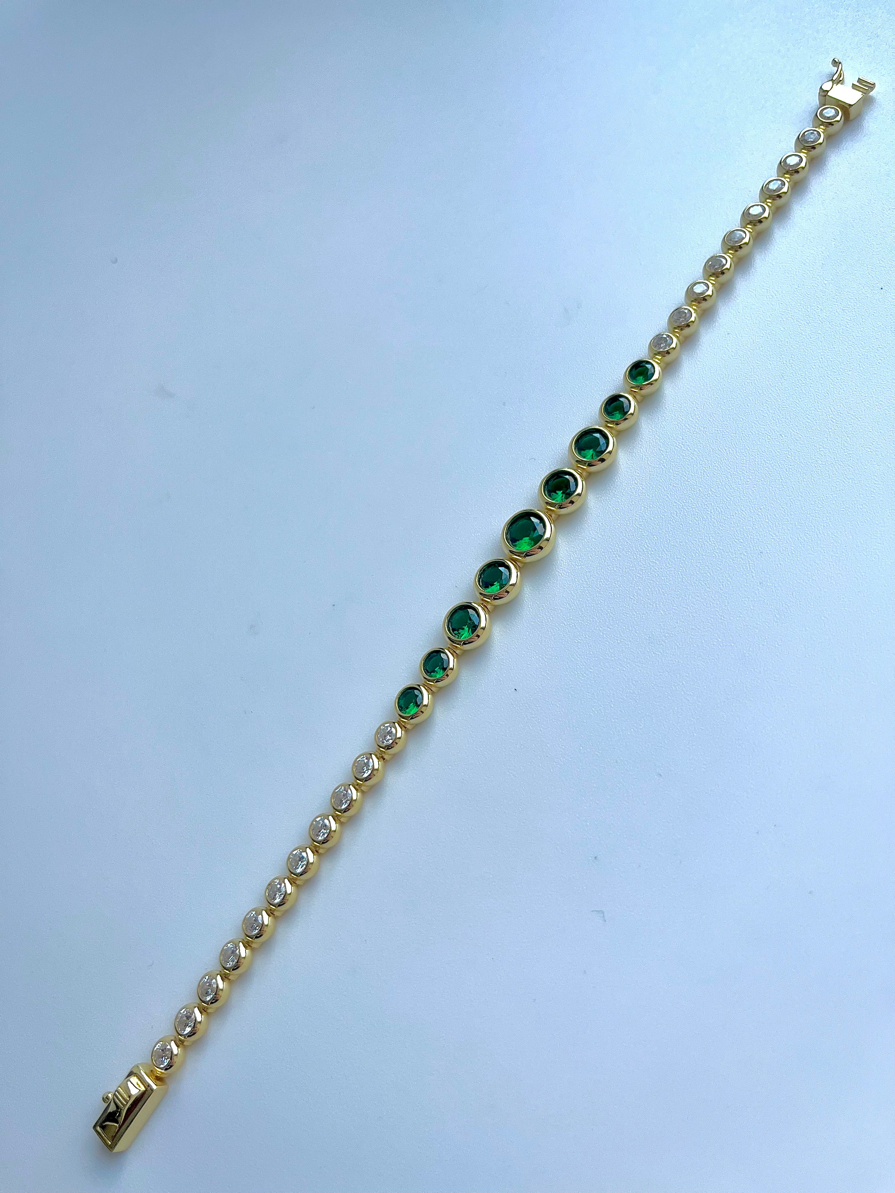 Green Crystal Bezel Tennis Bracelet - Image 4