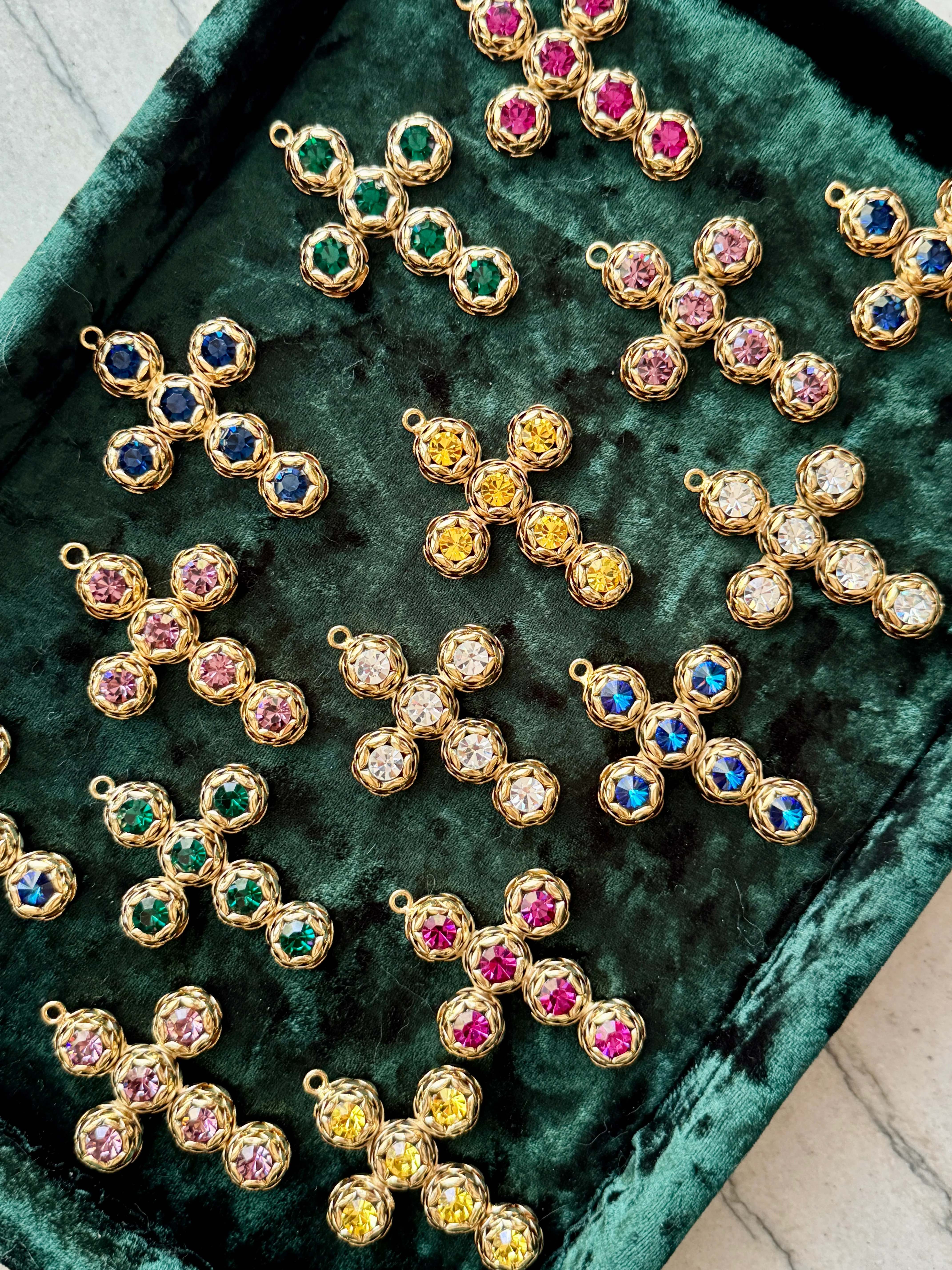 Italian Gold & Crystal Cross Pendant - Image 5