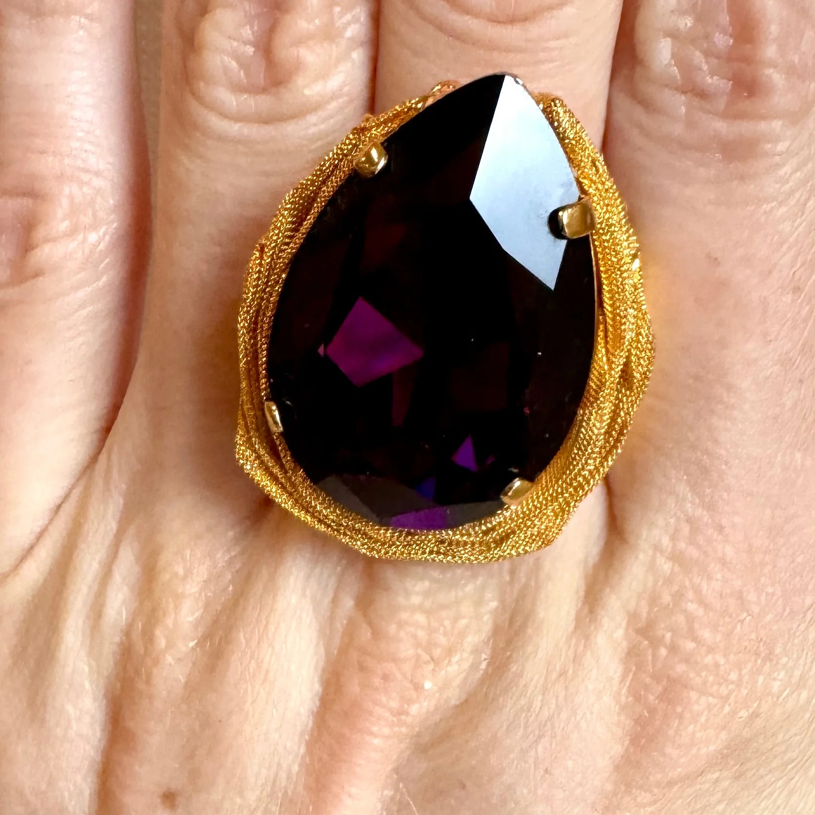 Izzy Purple Teardrop Cocktail Ring Pre Order - Image 2