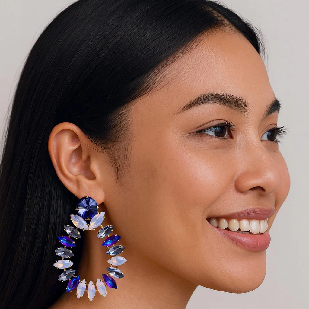 Julie Purple Ombre Crystal Hoops - Image 2