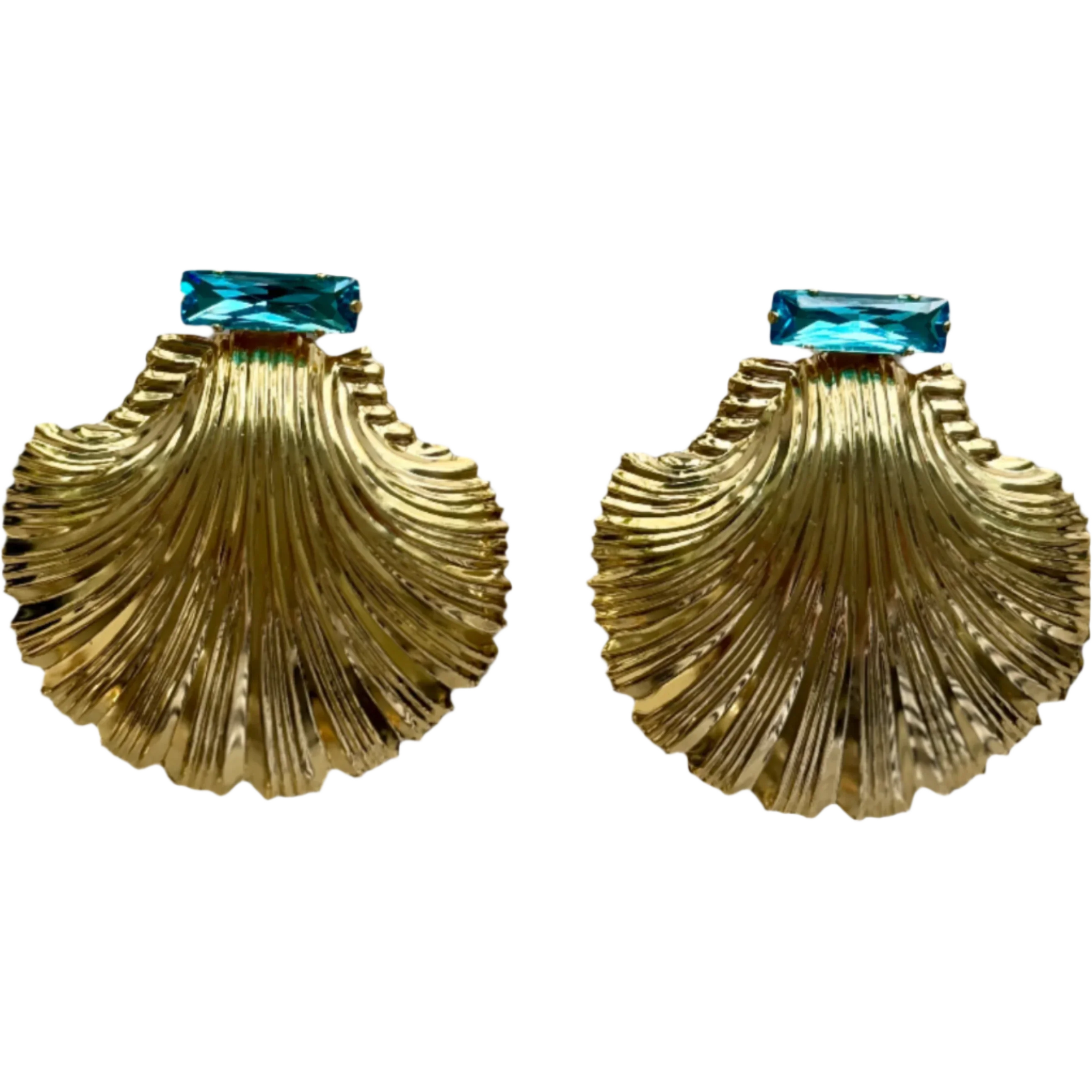 Ariel Shell Earrings Aqua or Clear Crystal