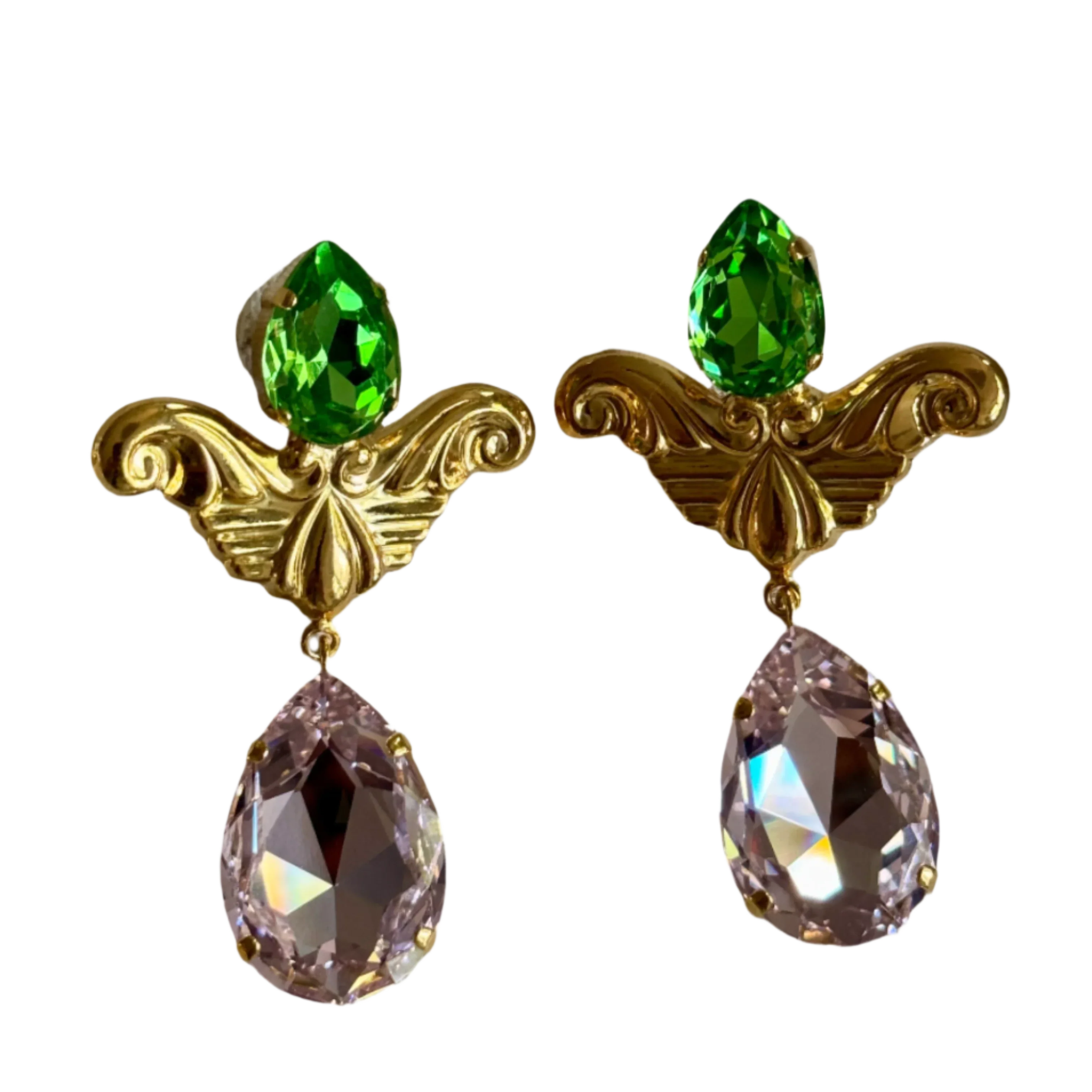 Juliette Pink & Spring Green Crystal Earrings