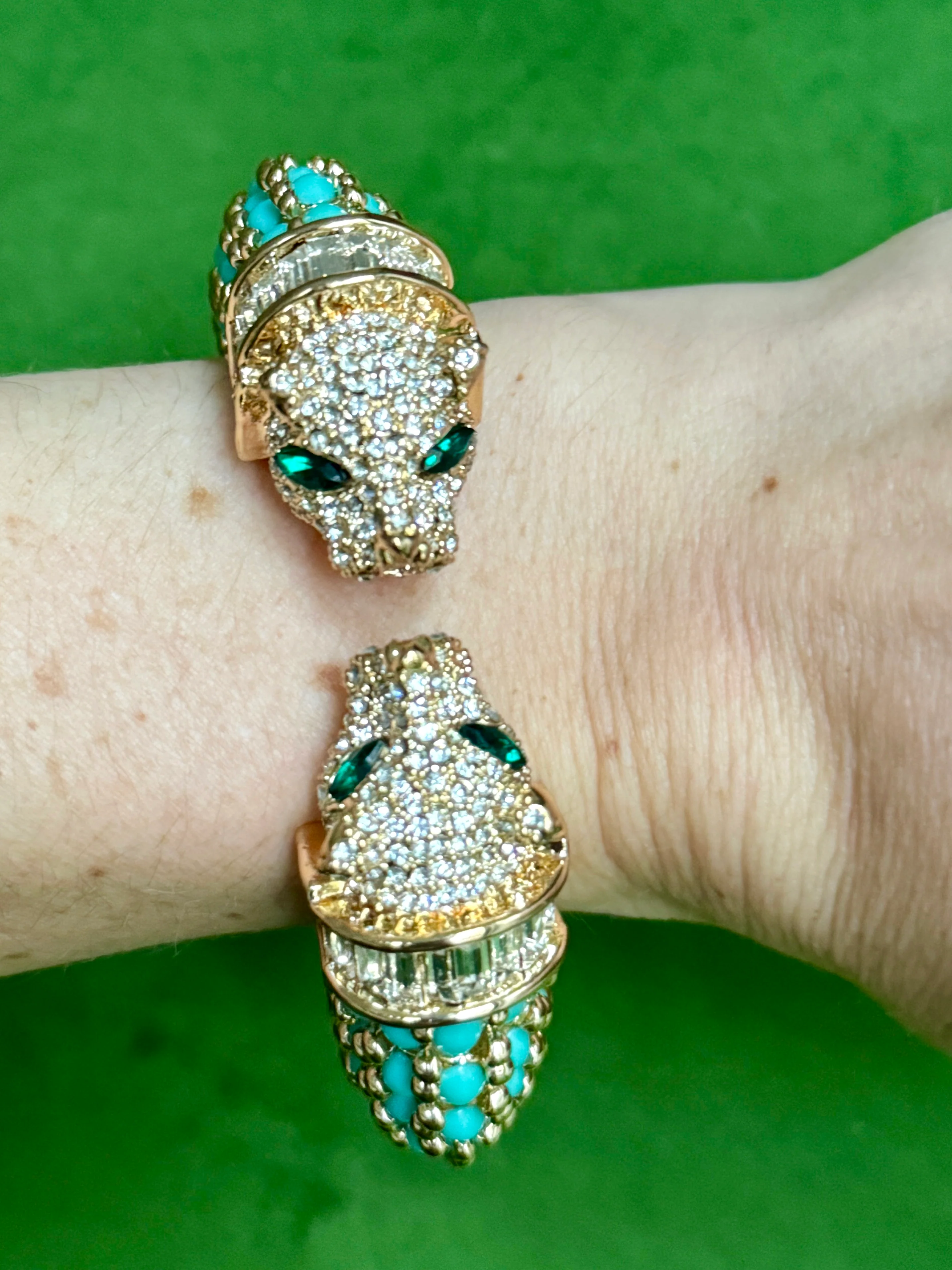 Light Blue Turquoise Double Panther Bracelet - Image 3