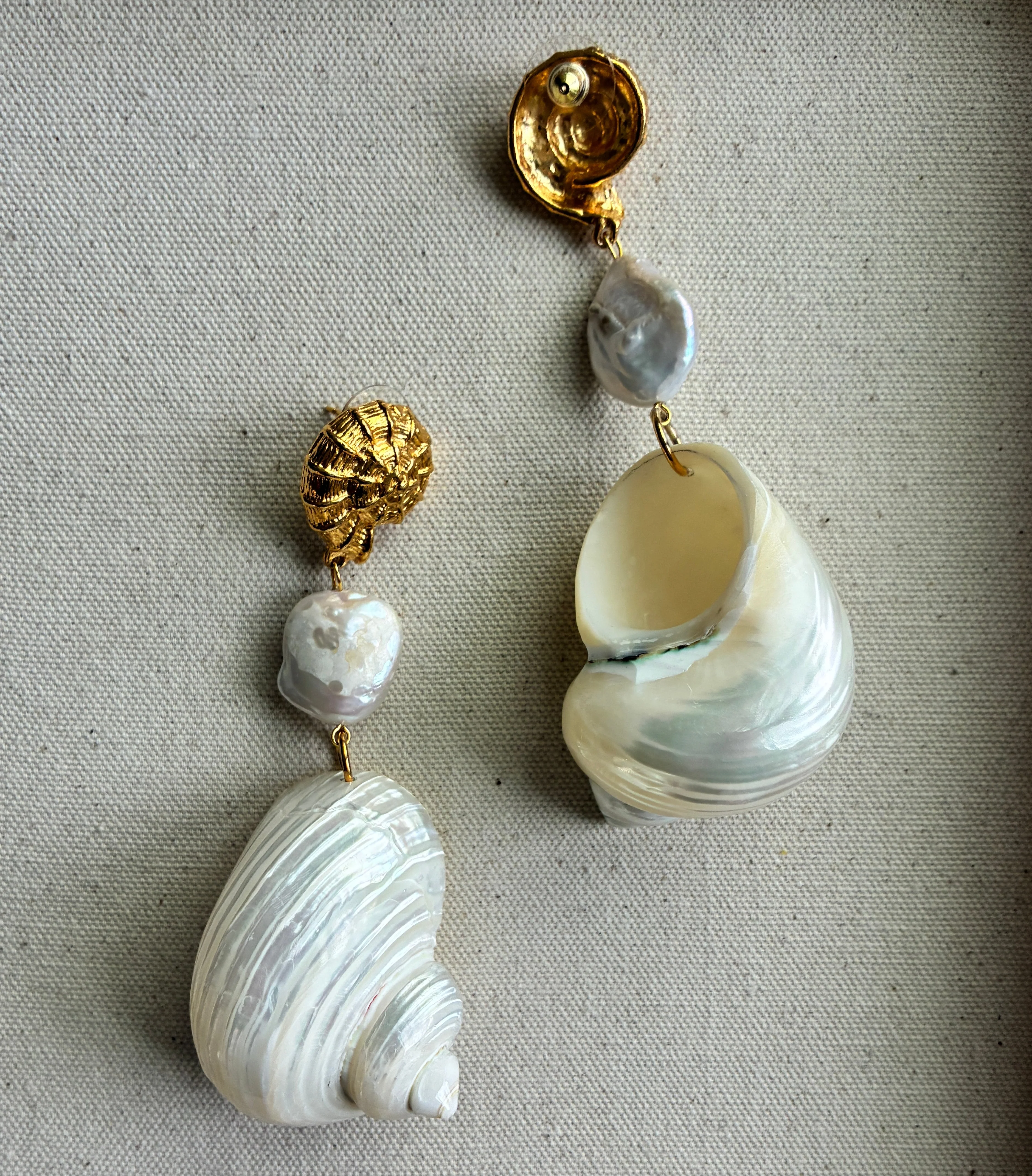 Long Shell and Pearl Earrings - Image 4