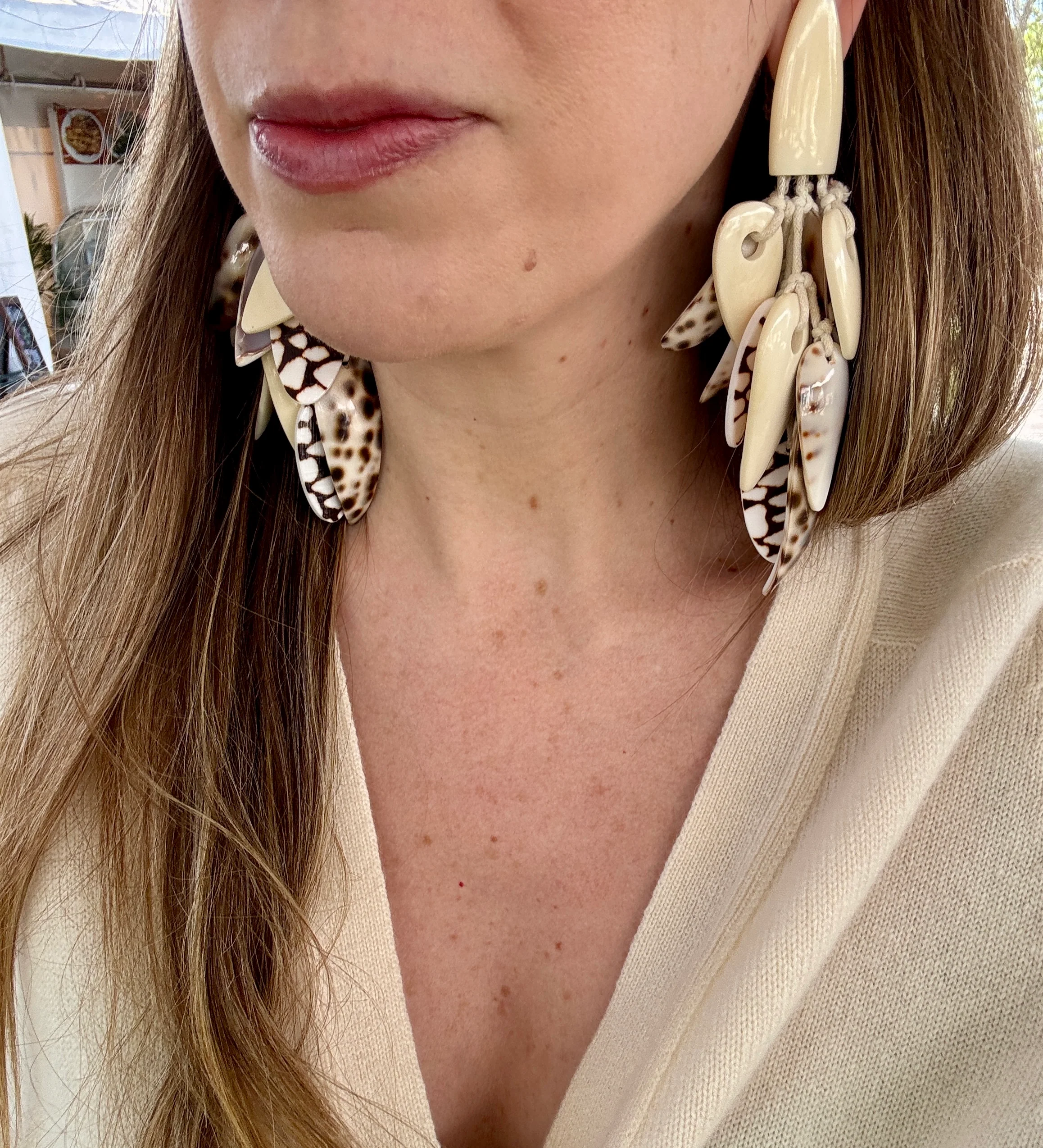 Monies Couture Polished Shell and Horn Statement Earrings - Image 3