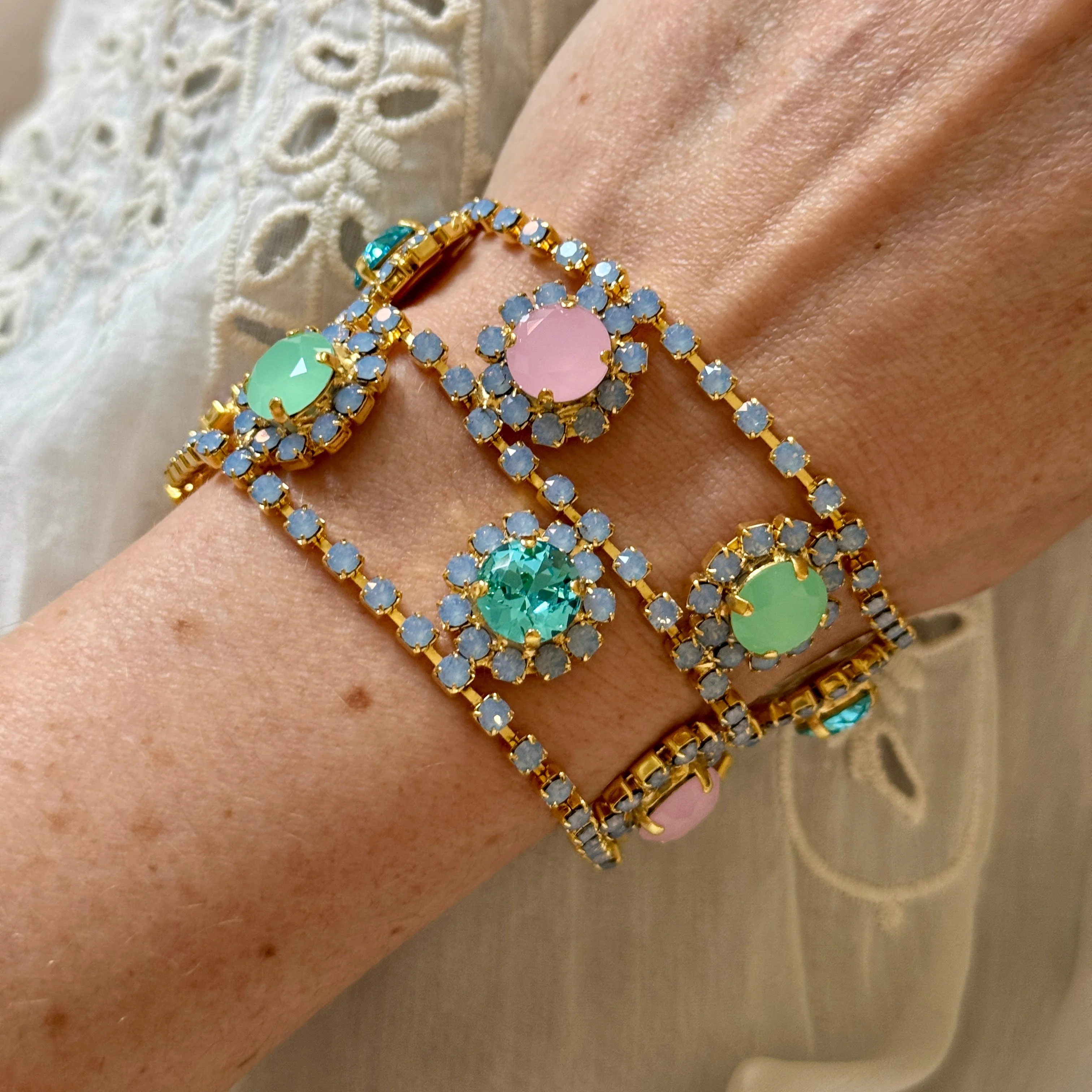 Kate Pastel Crystal Flower Bracelet - Image 2